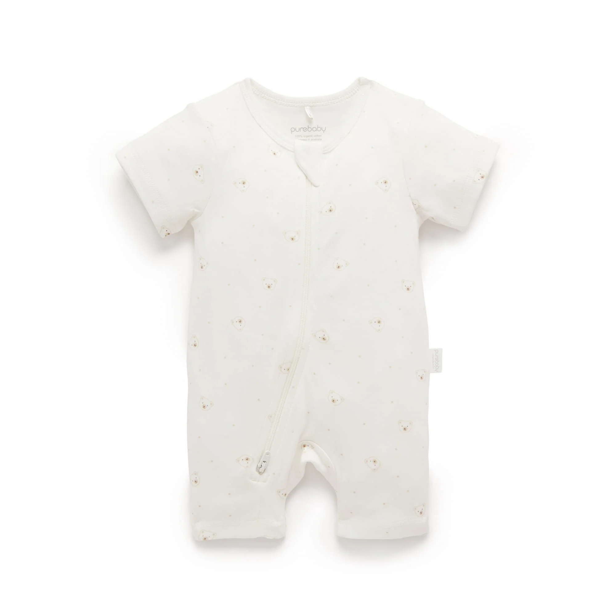 Purebaby Bear Short Zip Growsuit