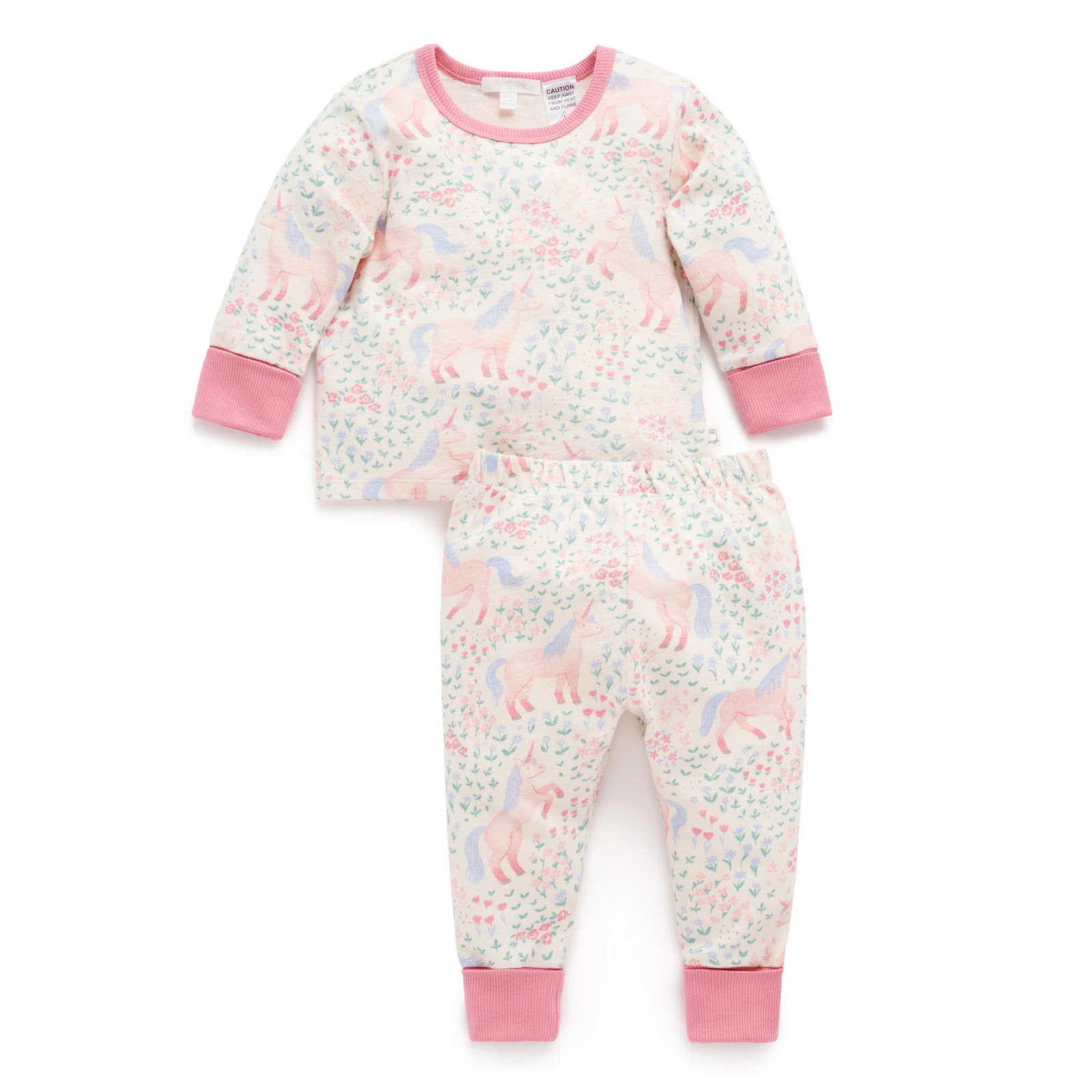 Purebaby Unicorn Long Sleeve Textured PJ Set