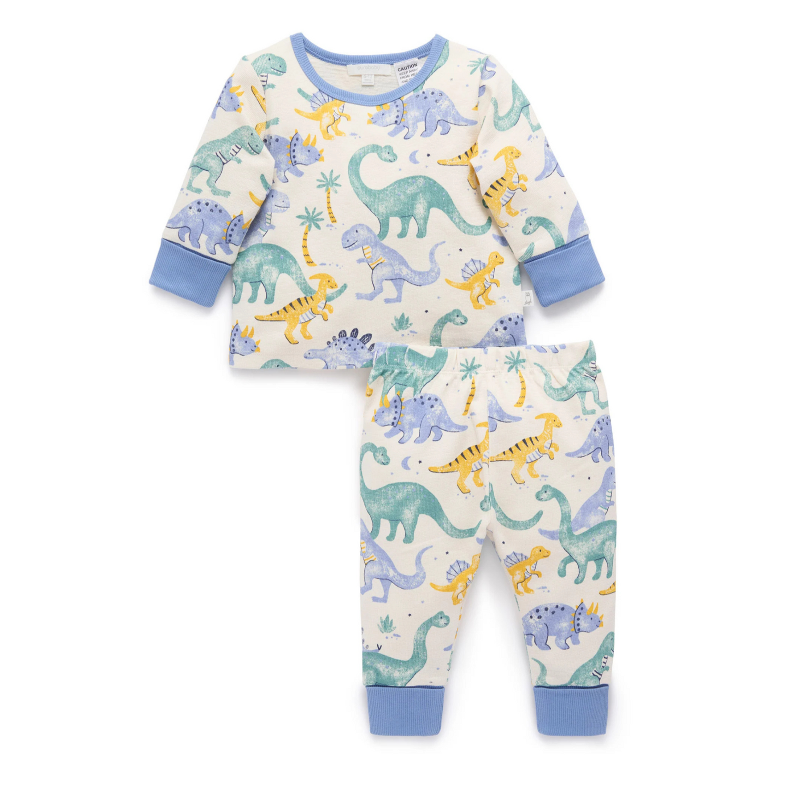 Purebaby Dinosaur Long Sleeve Textured PJ Set