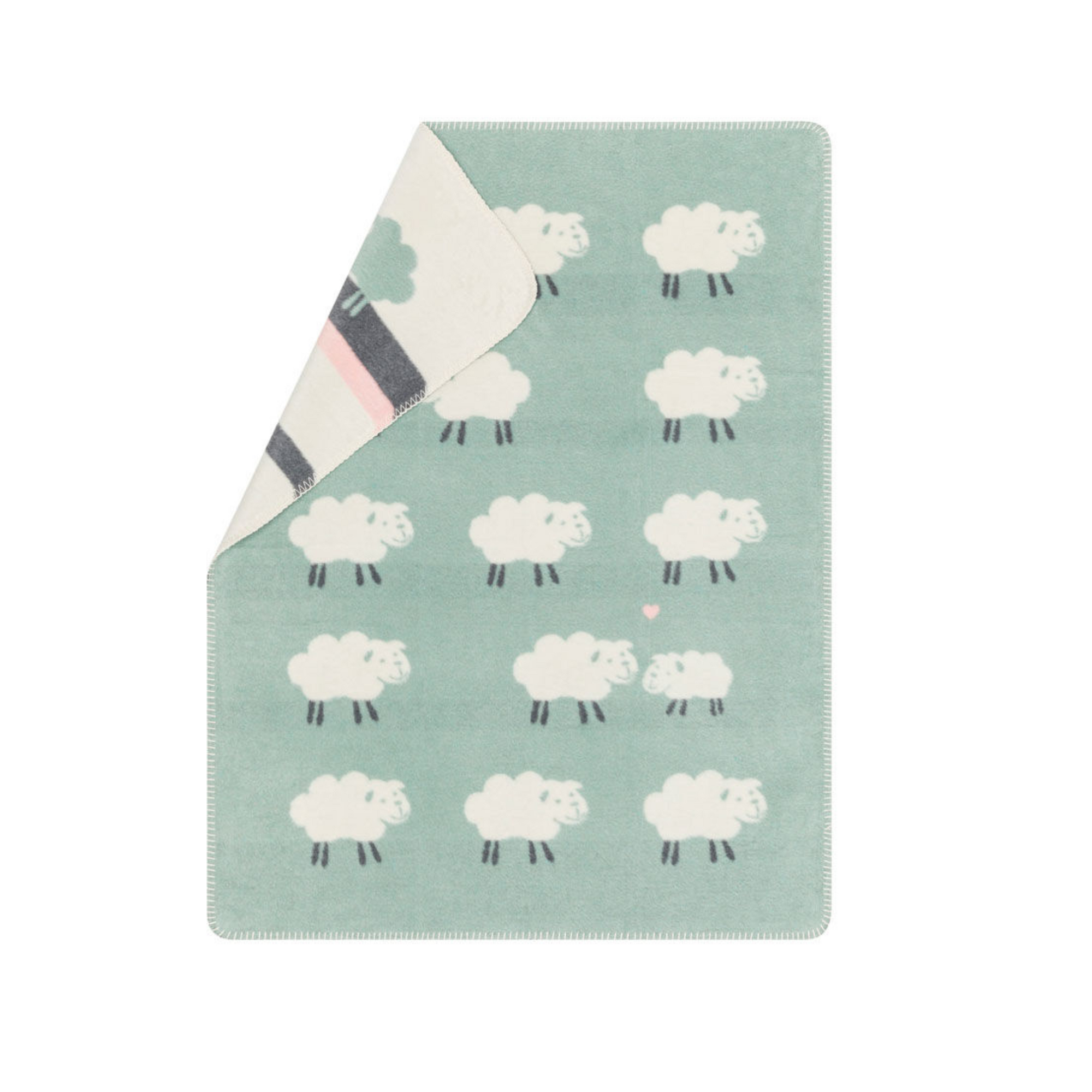 David Fussenegger Green Sheep Allover Mila Bassinet Blanket
