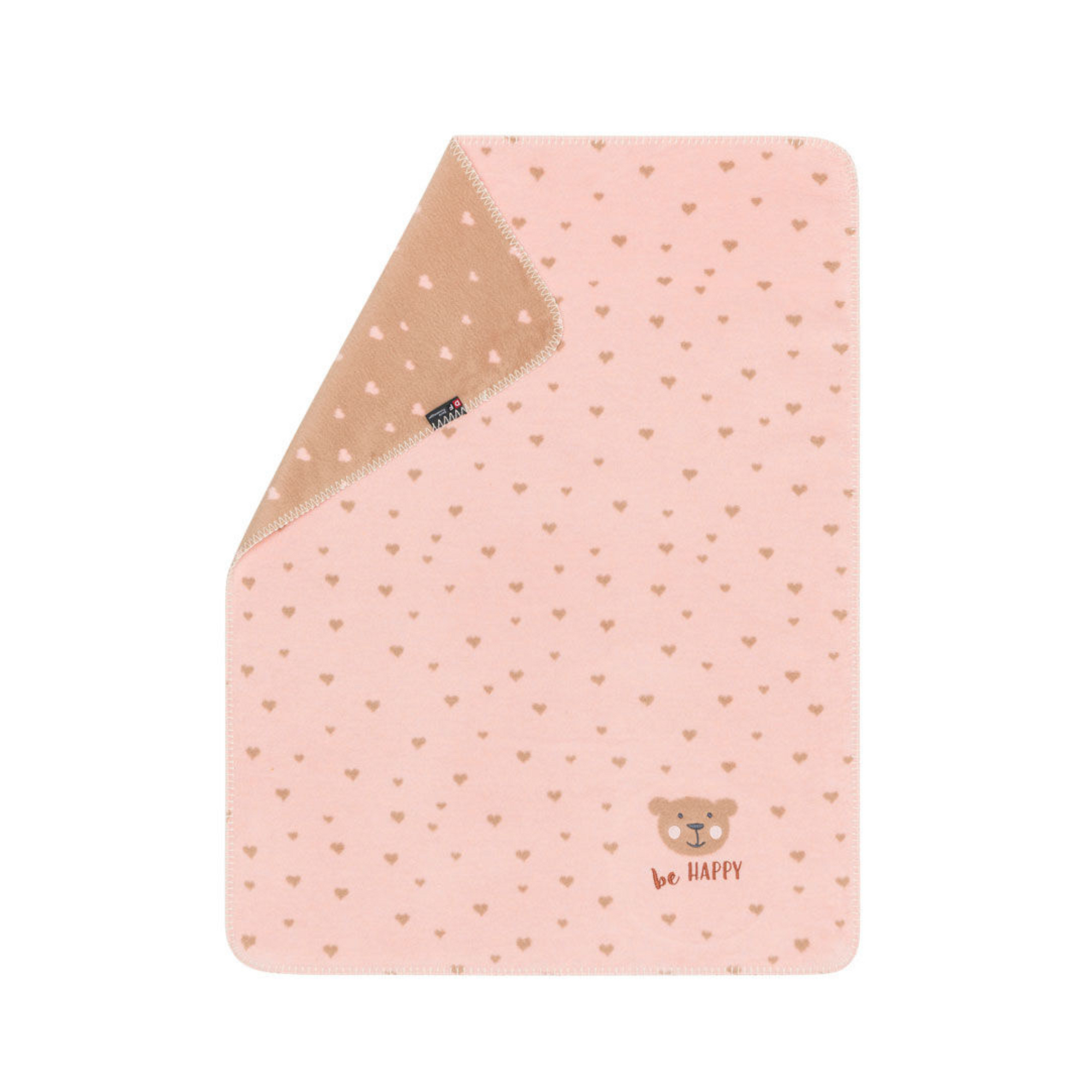 David Fussenegger Pink Be Happy Bear Embroidery Mila Bassinet Blanket
