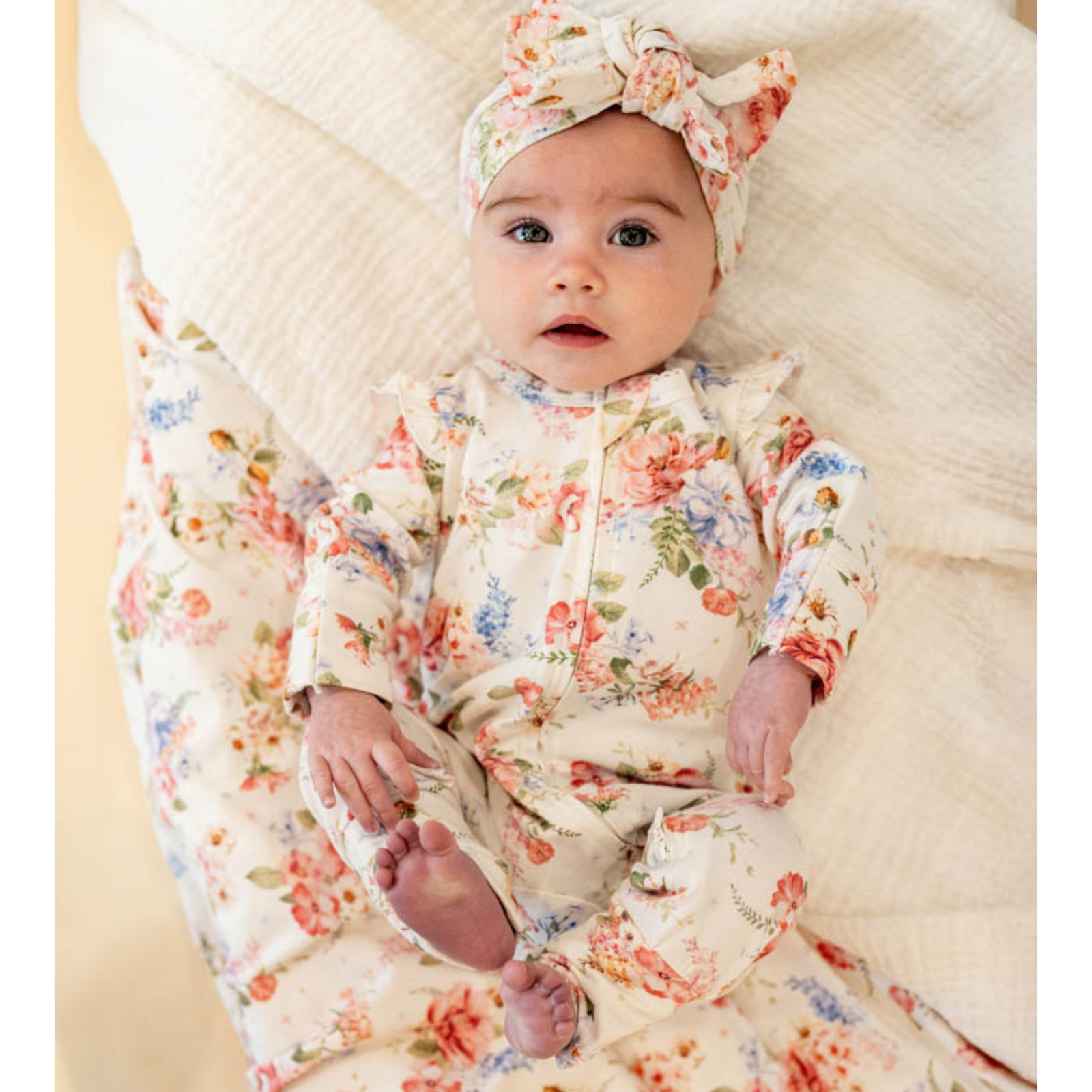 Bebe Anya Bloom Organic Print LS Zipsuit
