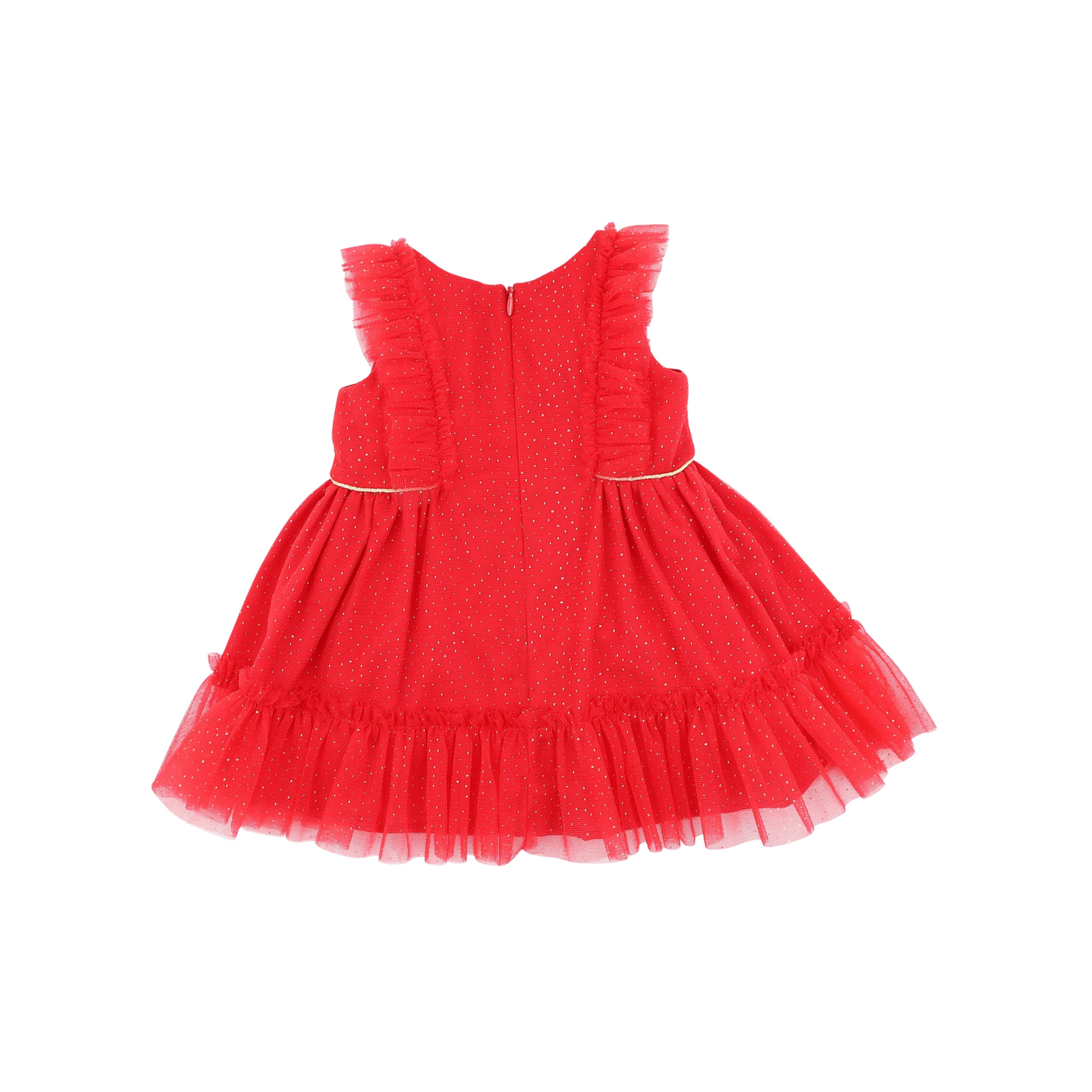 Bebe Festive Glitter Dress - Red/Gold