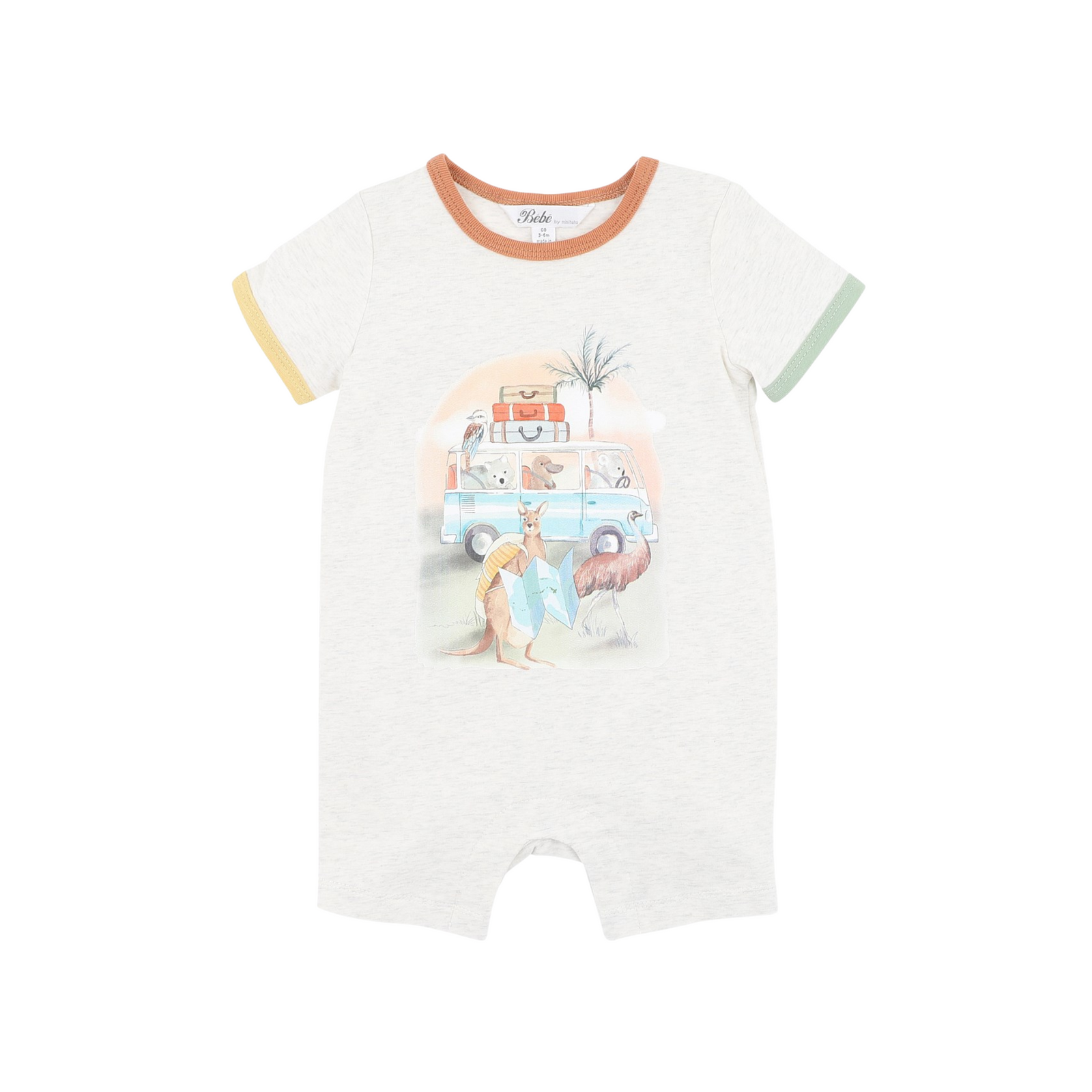 Bebe Ivan Camp Scene Short Sleeve Romper