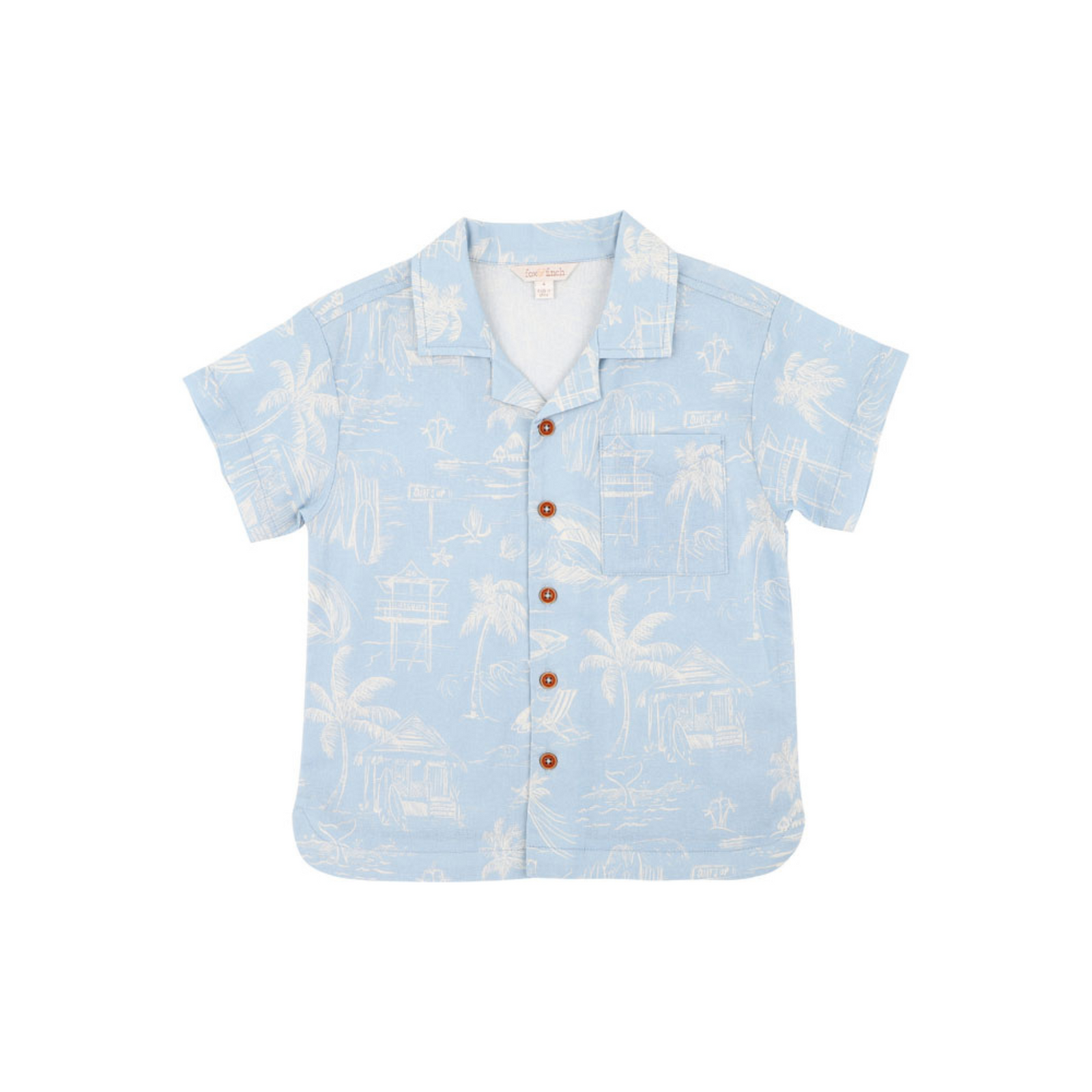 Fox & Finch Surf's Up Linework Shirt - Blue surf