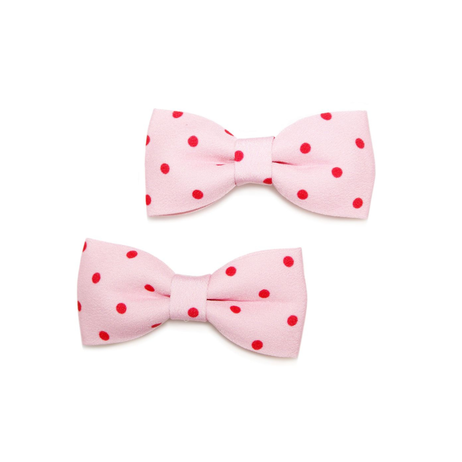 Pair Polka Bow Clips - Pink/Red