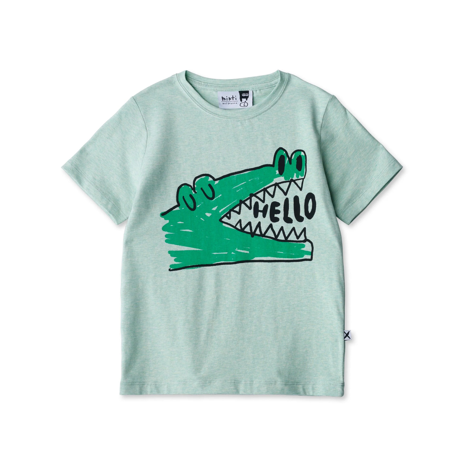 Minti Hello Croc Tee - Green Marle