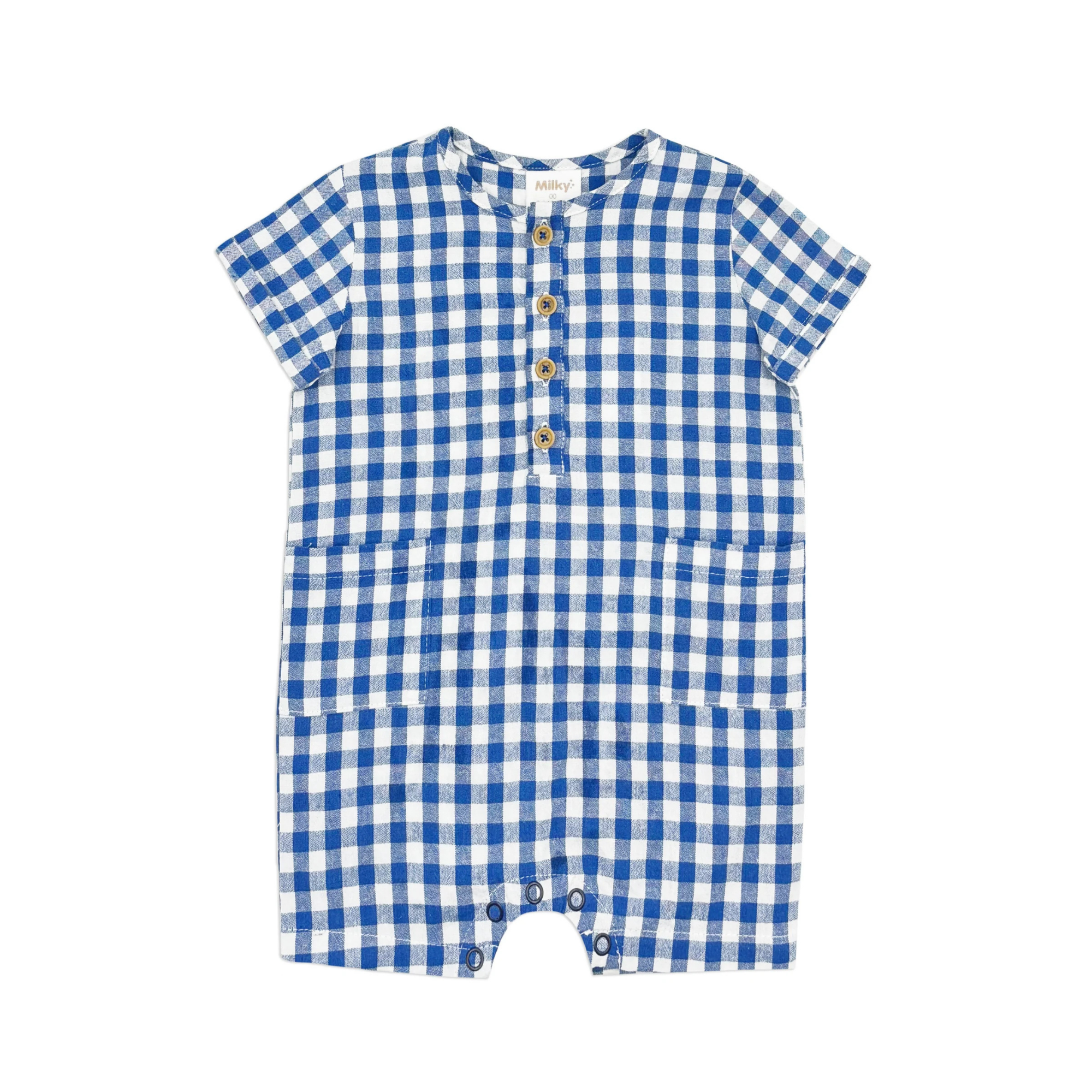Milky Blue Checked Romper