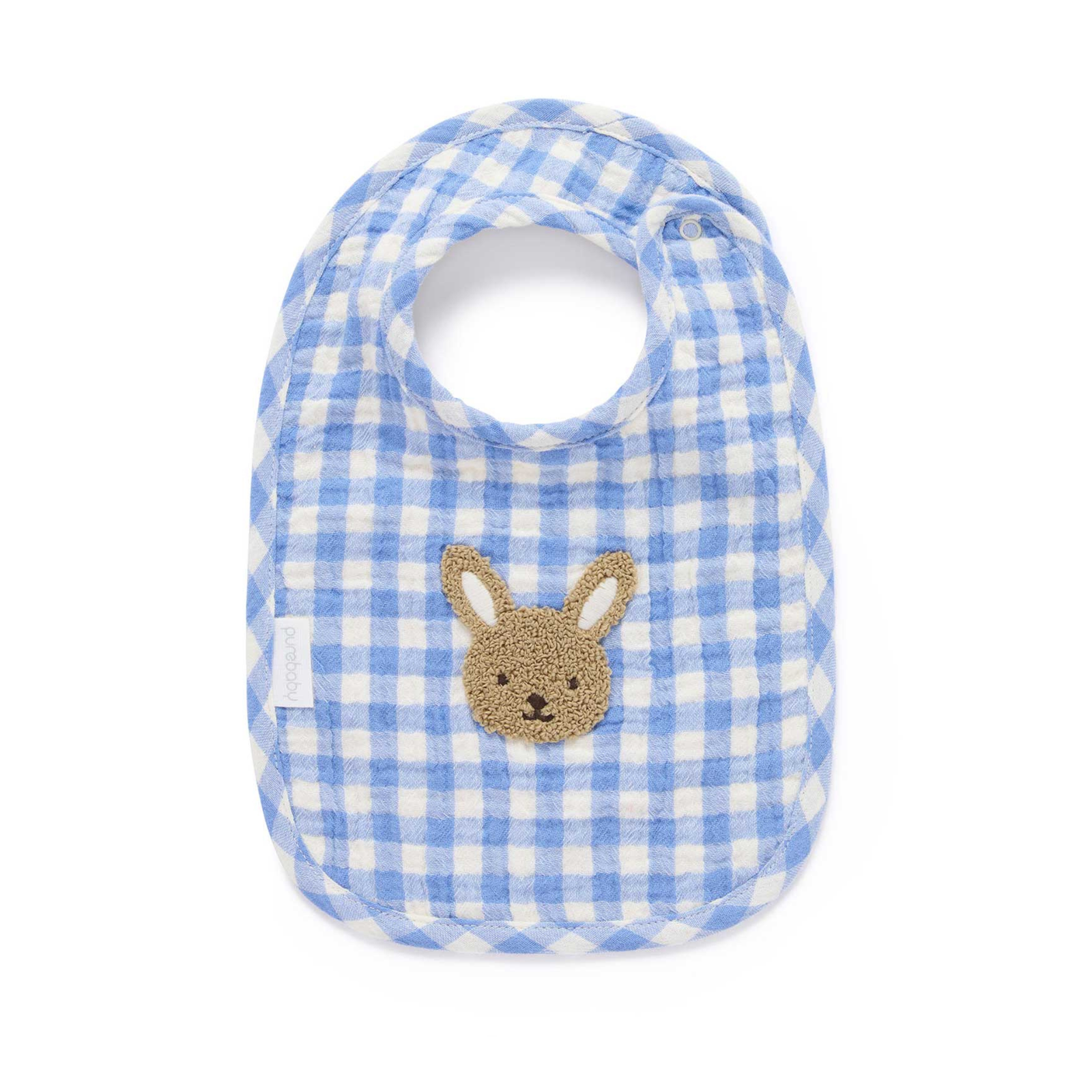 Purebaby Gingham Bib - Pond