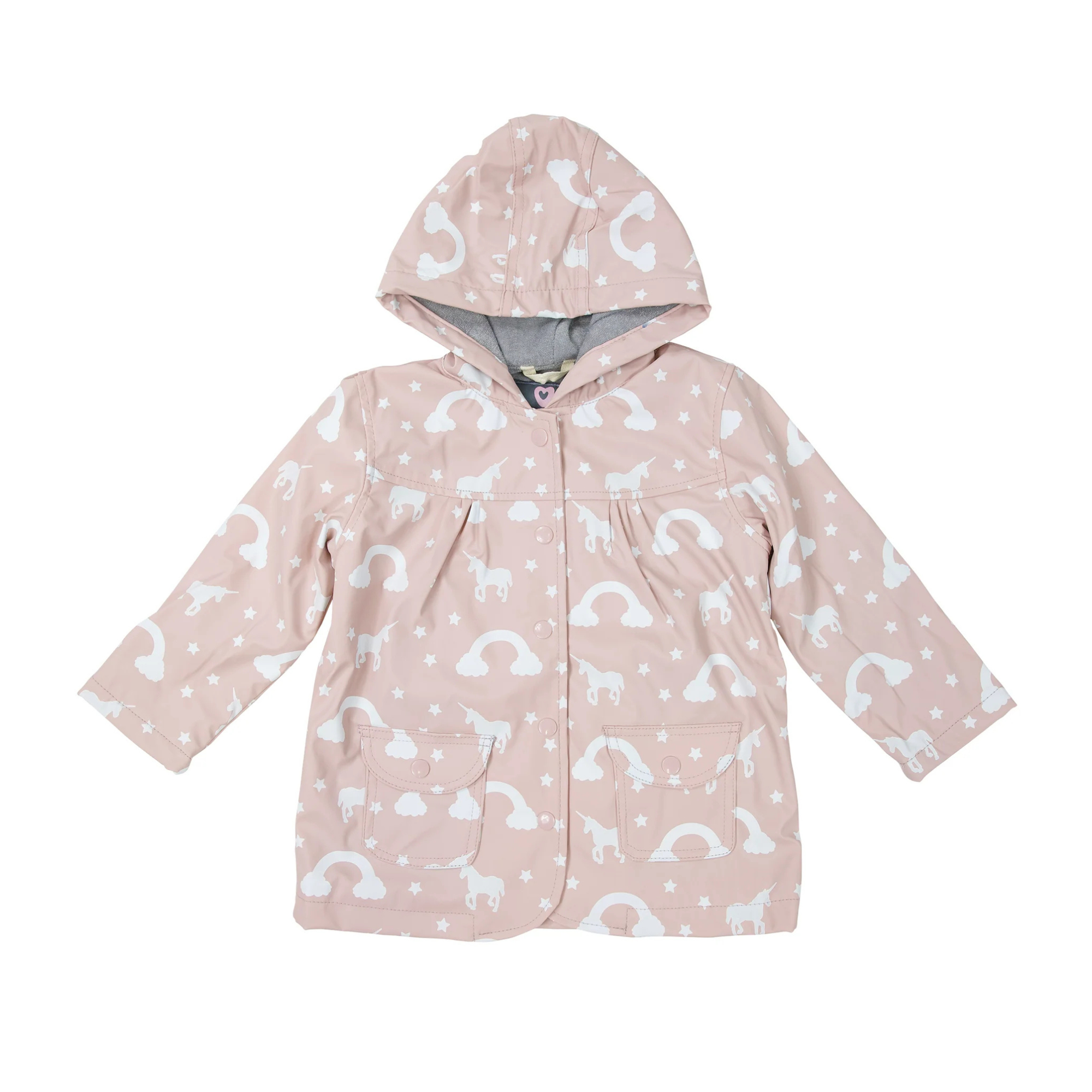 Korango Colour Change Unicorn Raincoat - Dusty Pink