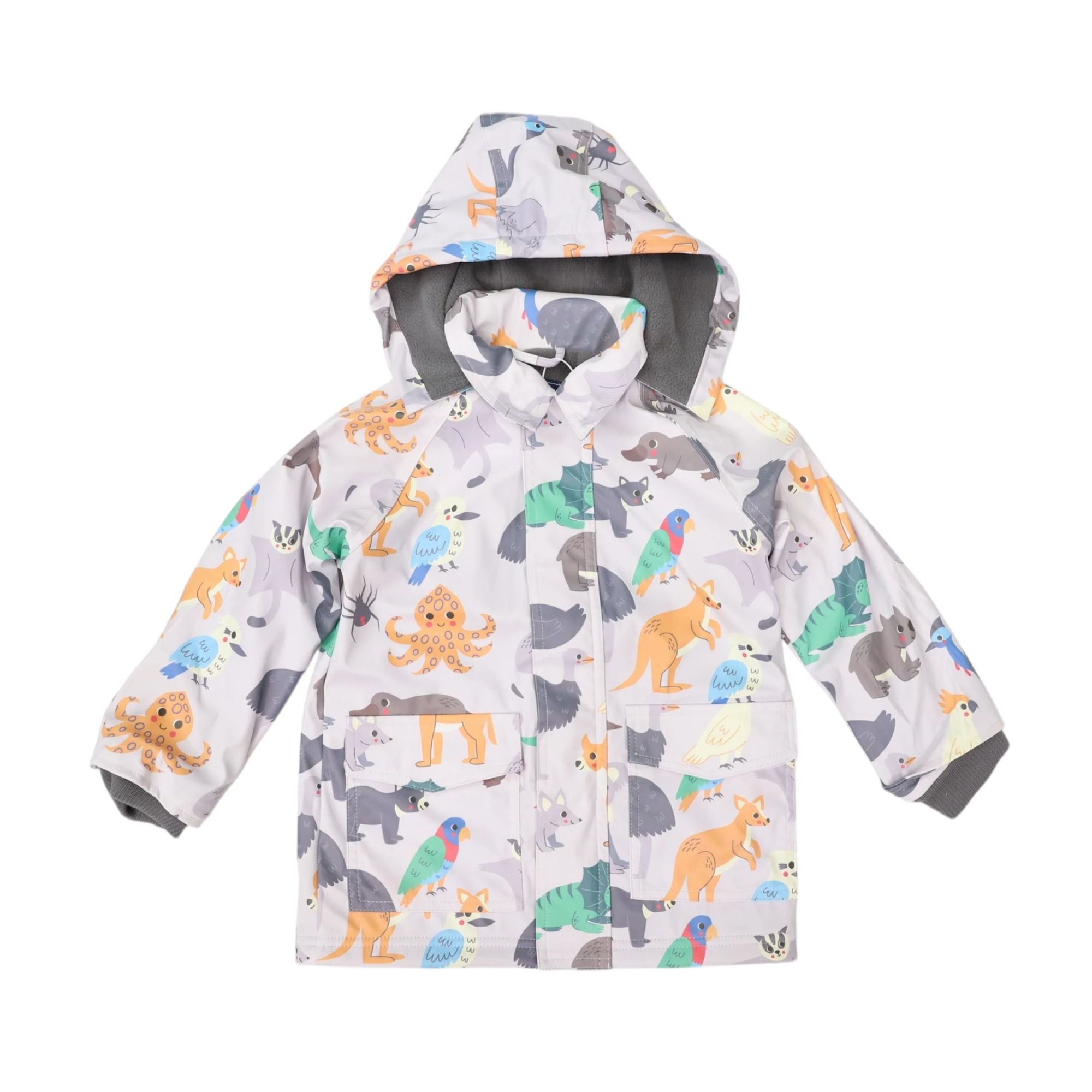 Korango Australian Animal Printed Raincoat - Grey