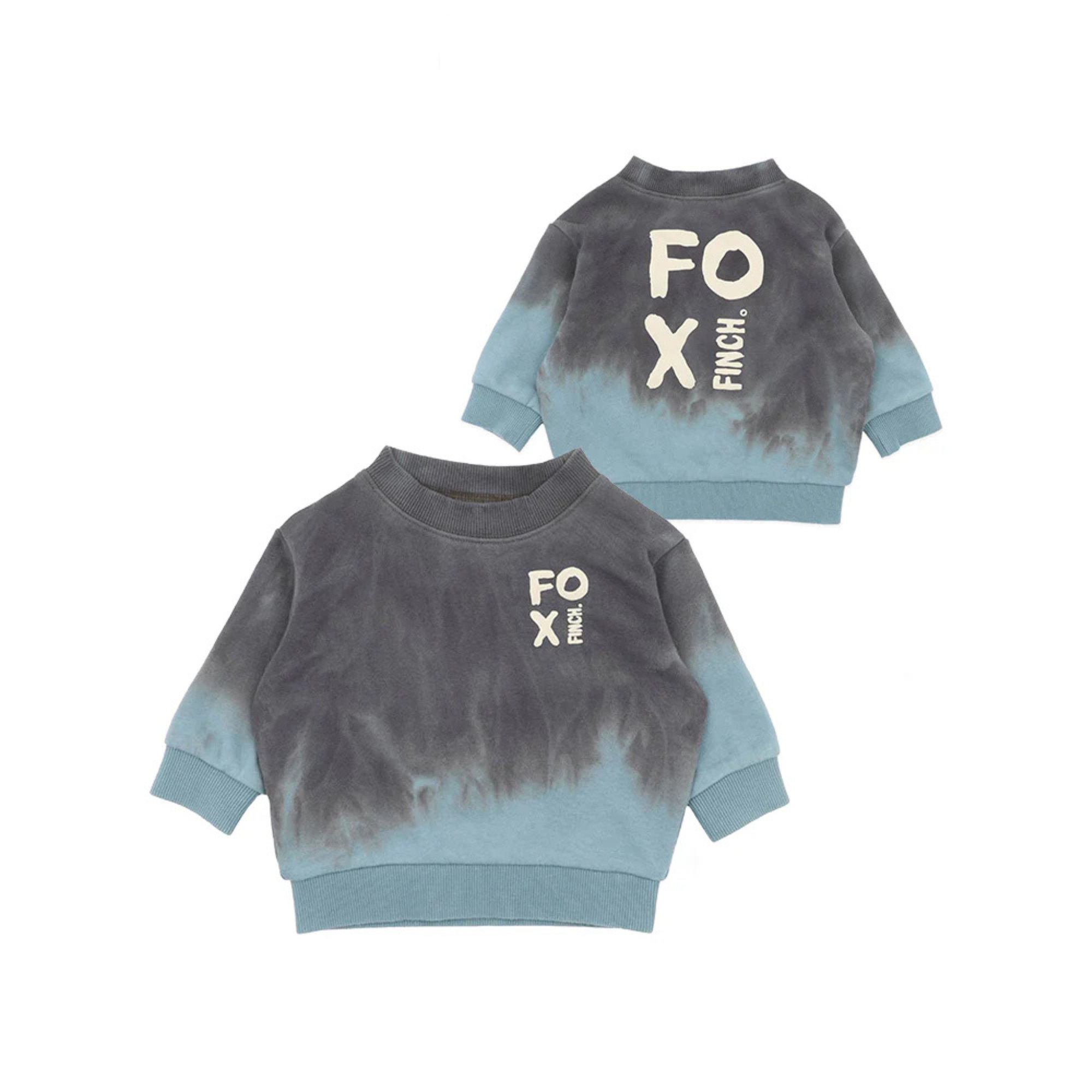 Fox &amp; Finch Teal Dip Dye Sweatshirt - Charcoal/teal