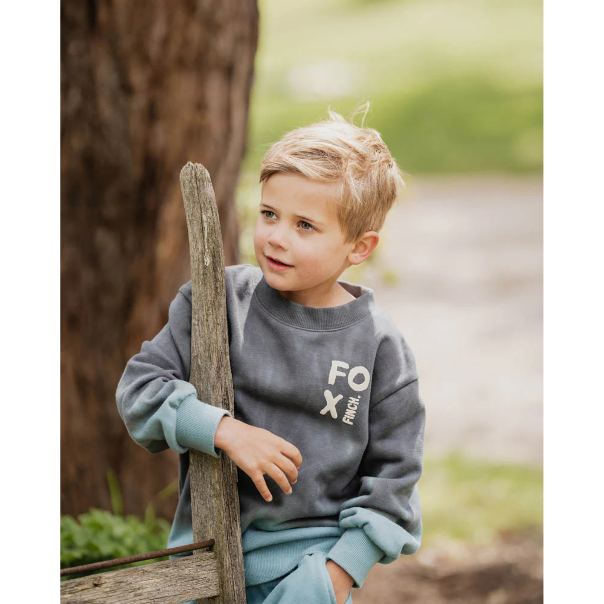 Fox &amp; Finch Teal Dip Dye Sweatshirt - Charcoal/teal