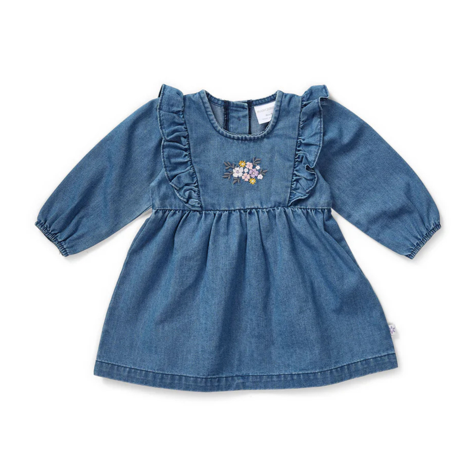 Marquise Floral Embroidered Chambray Dress