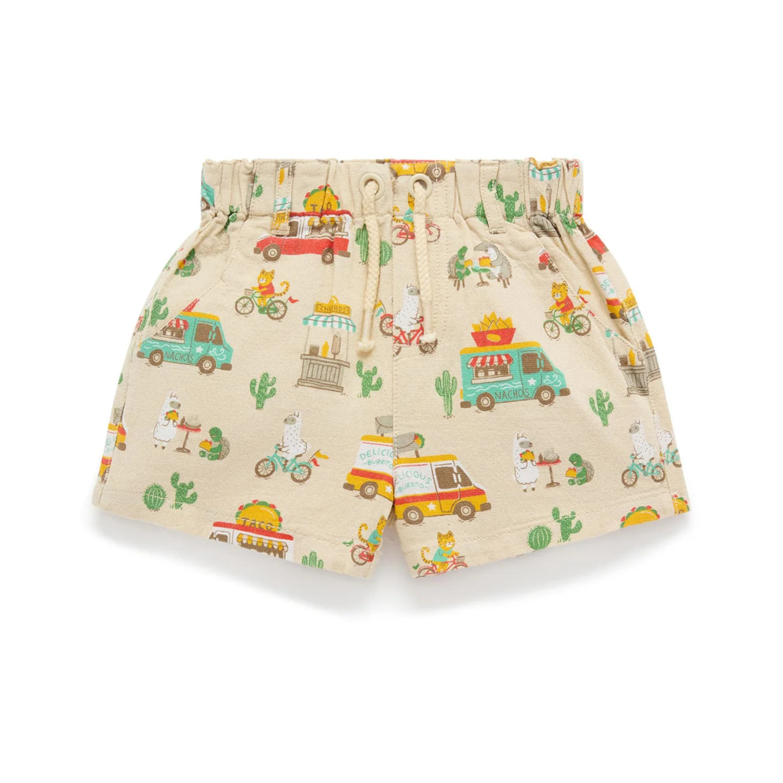 Purebaby Pull on Printed Short - Taco Truck Print