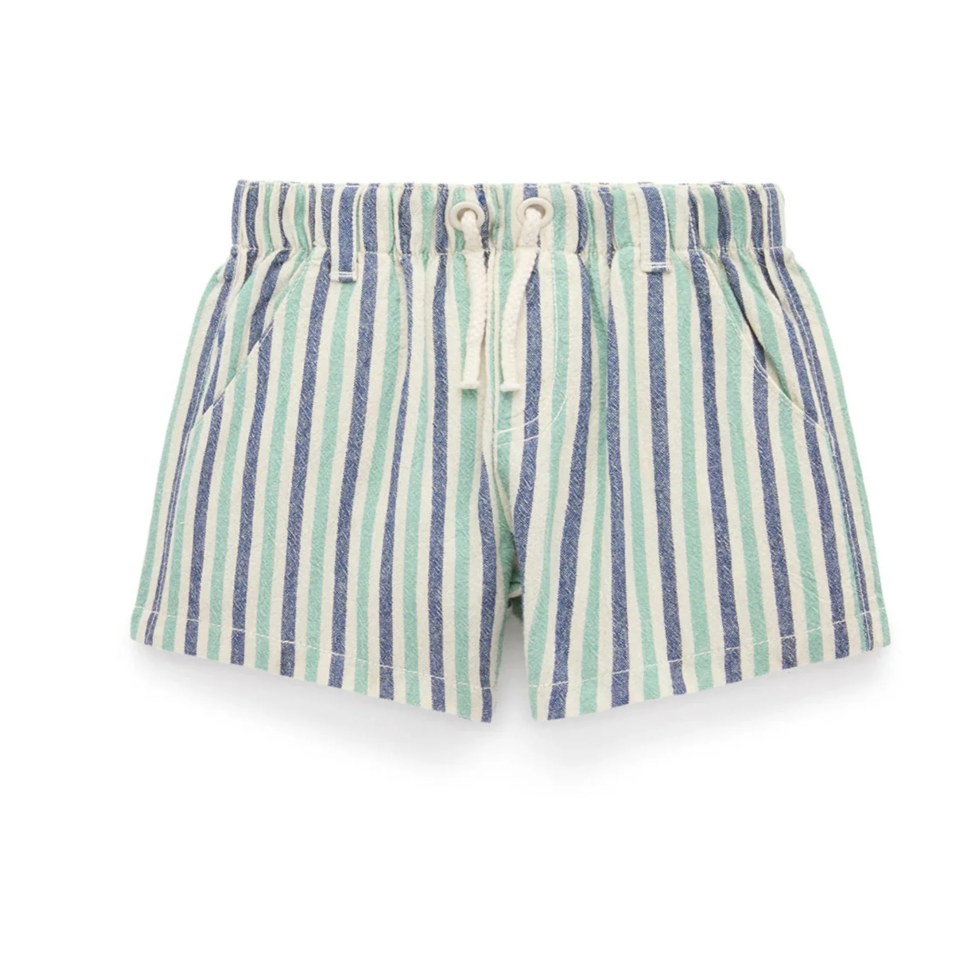 Purebaby Pull on Striped Short - Iguana Stripe