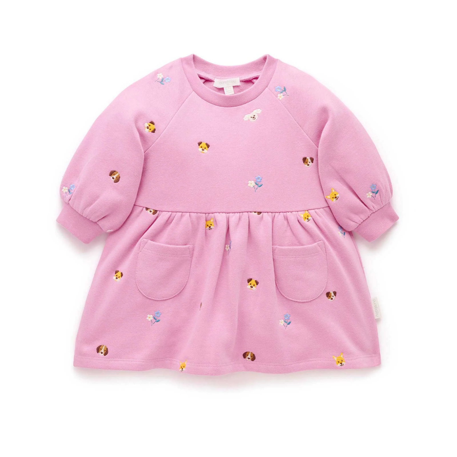 Purebaby Puppy Embroidered Dress