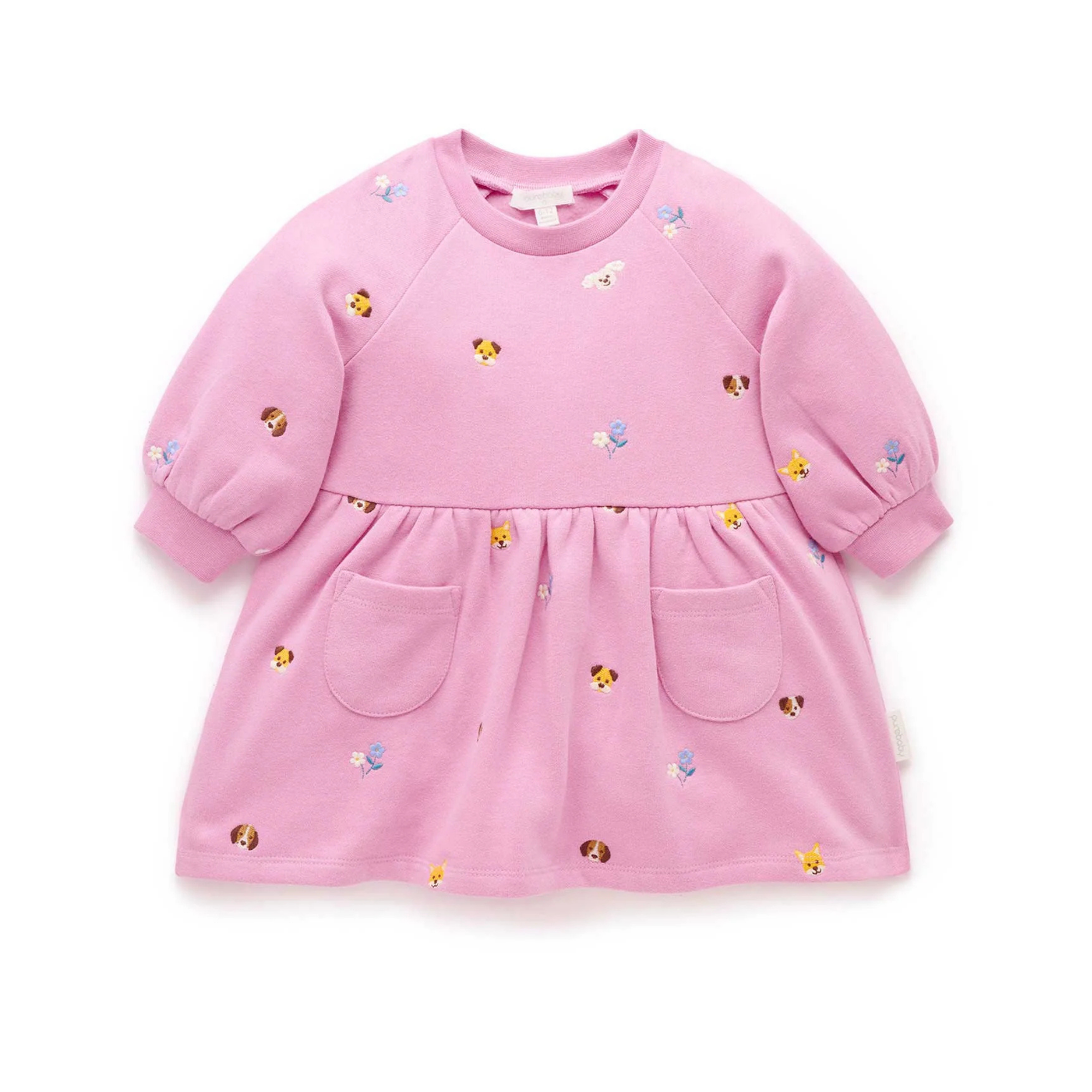 Purebaby Puppy Embroidered Dress