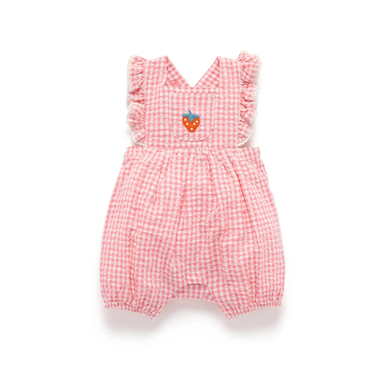 Strawberry Gingham Romper