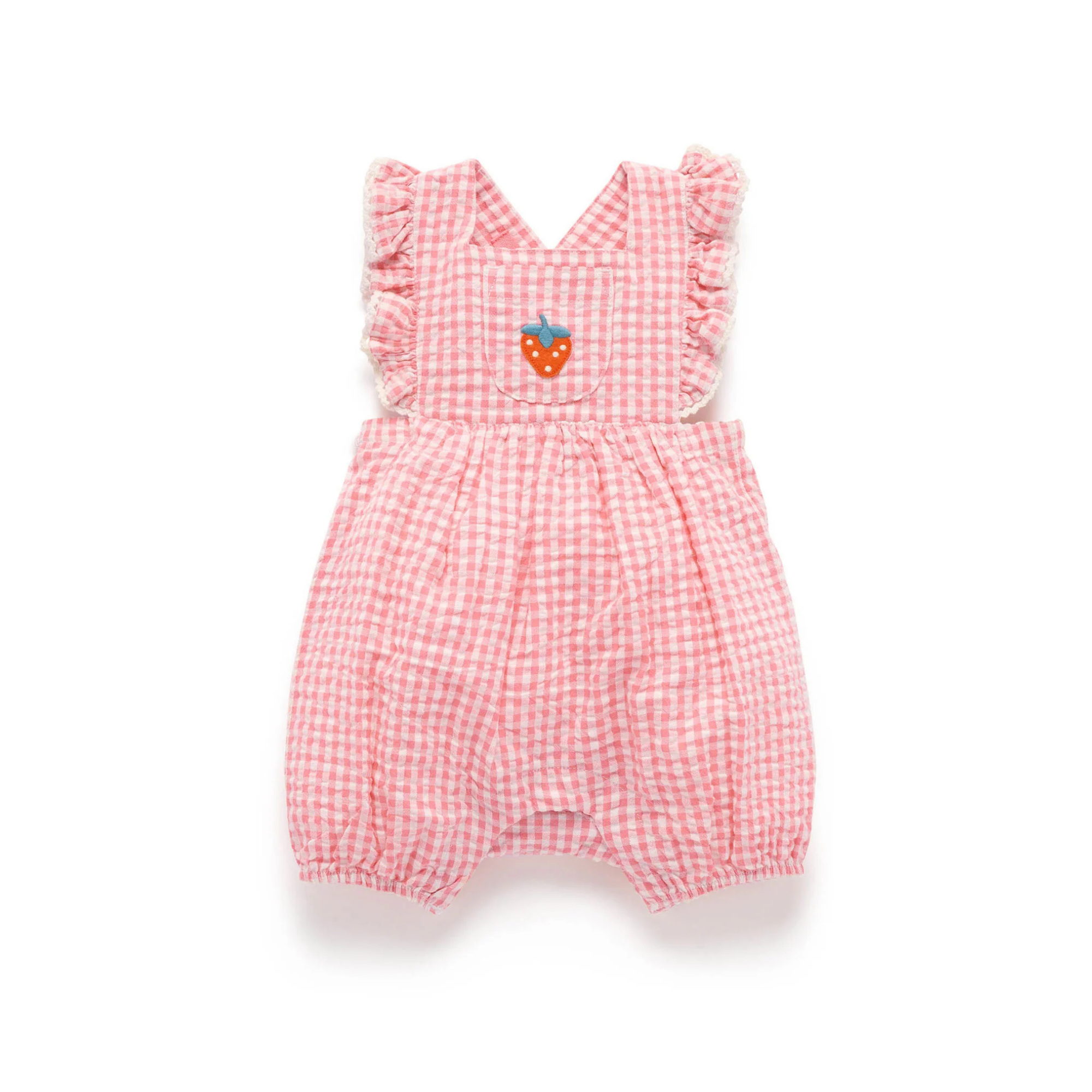 Strawberry Gingham Romper