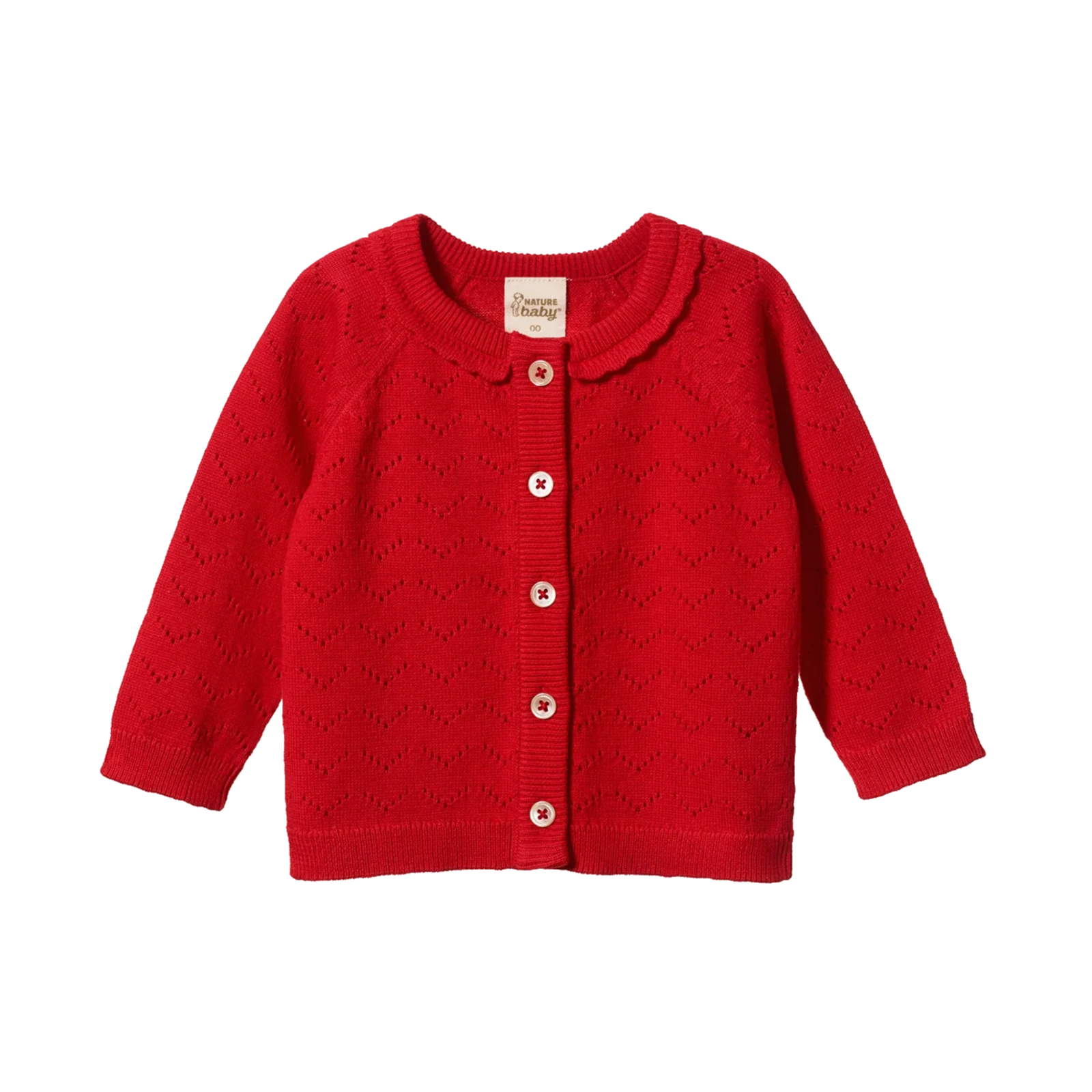Piper Cardigan - Raspberry Red Pointelle