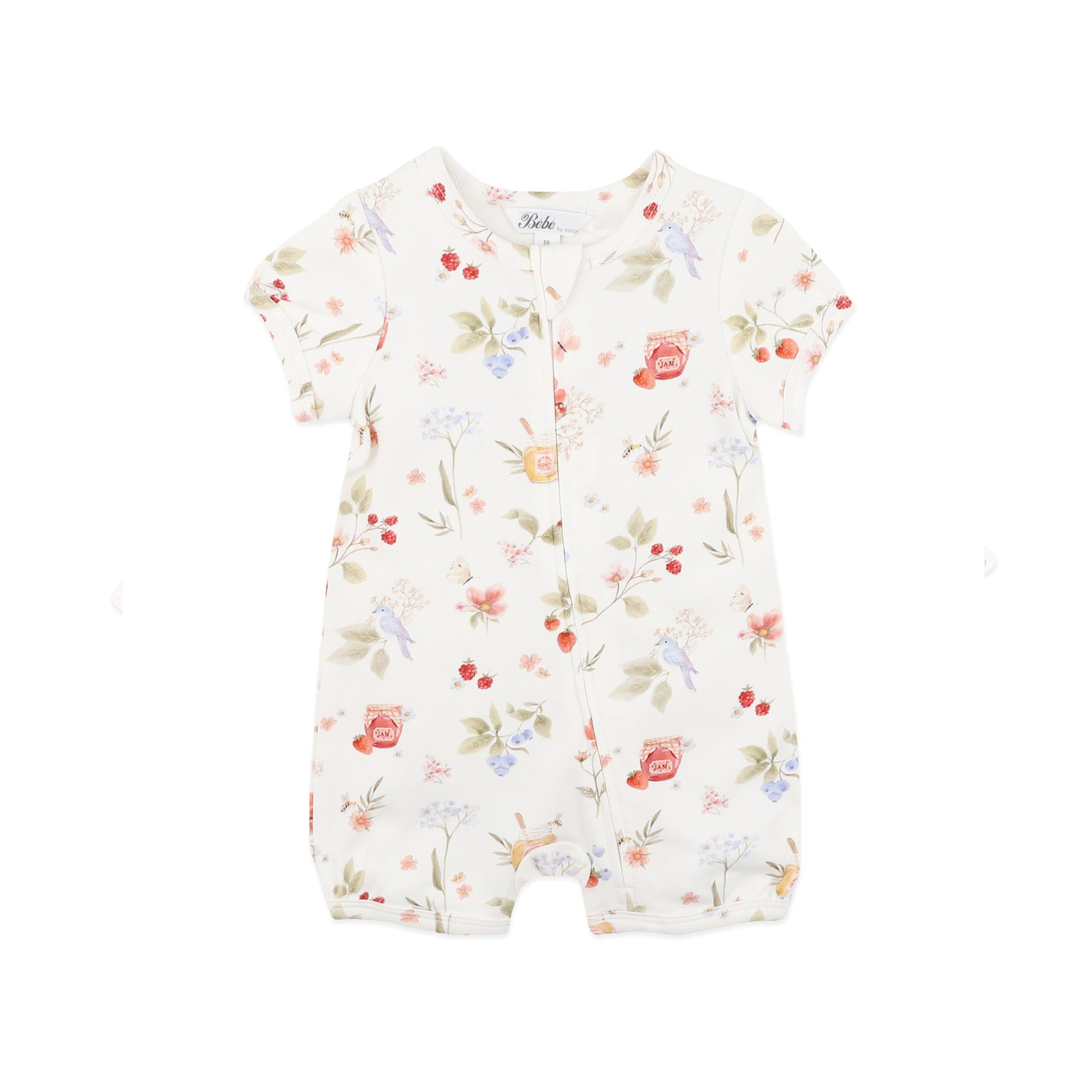 Poppy Print Organic SS Zip Romper