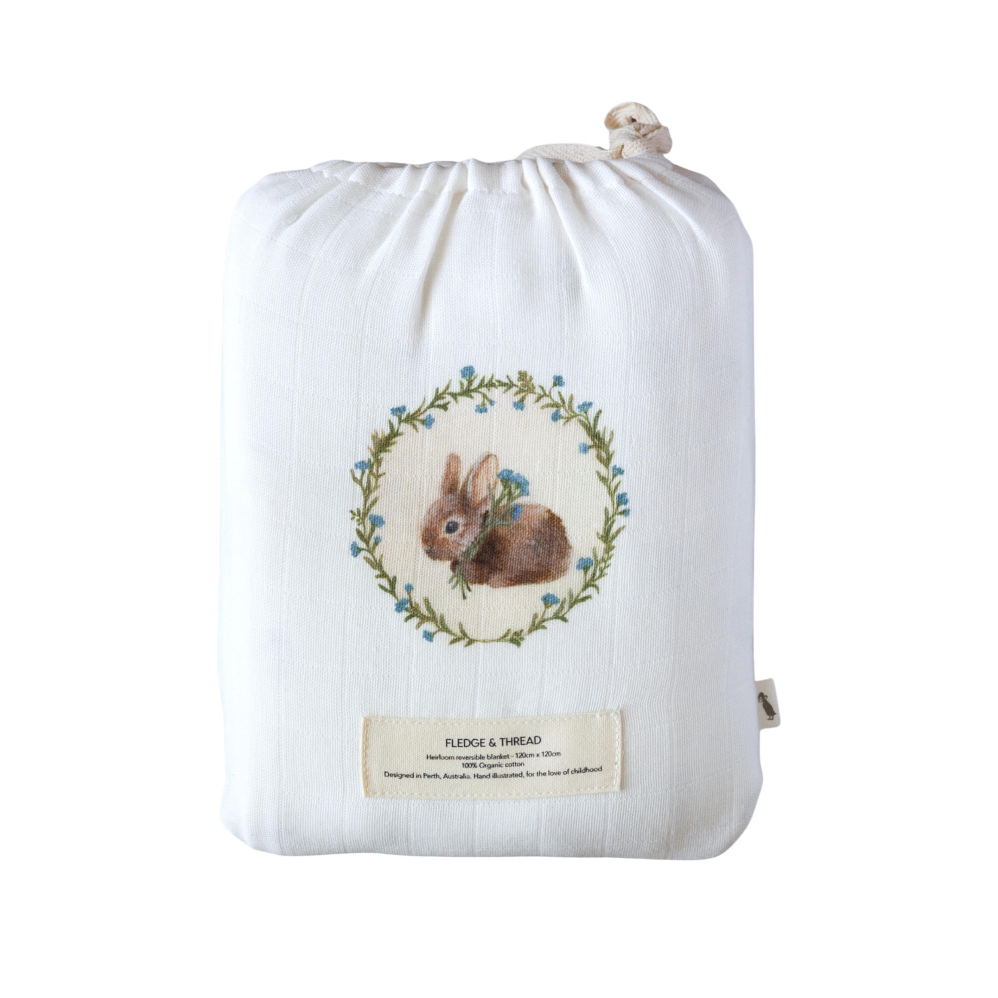 Fledge And Thread Heirloom blanket - Bunny and blue floral