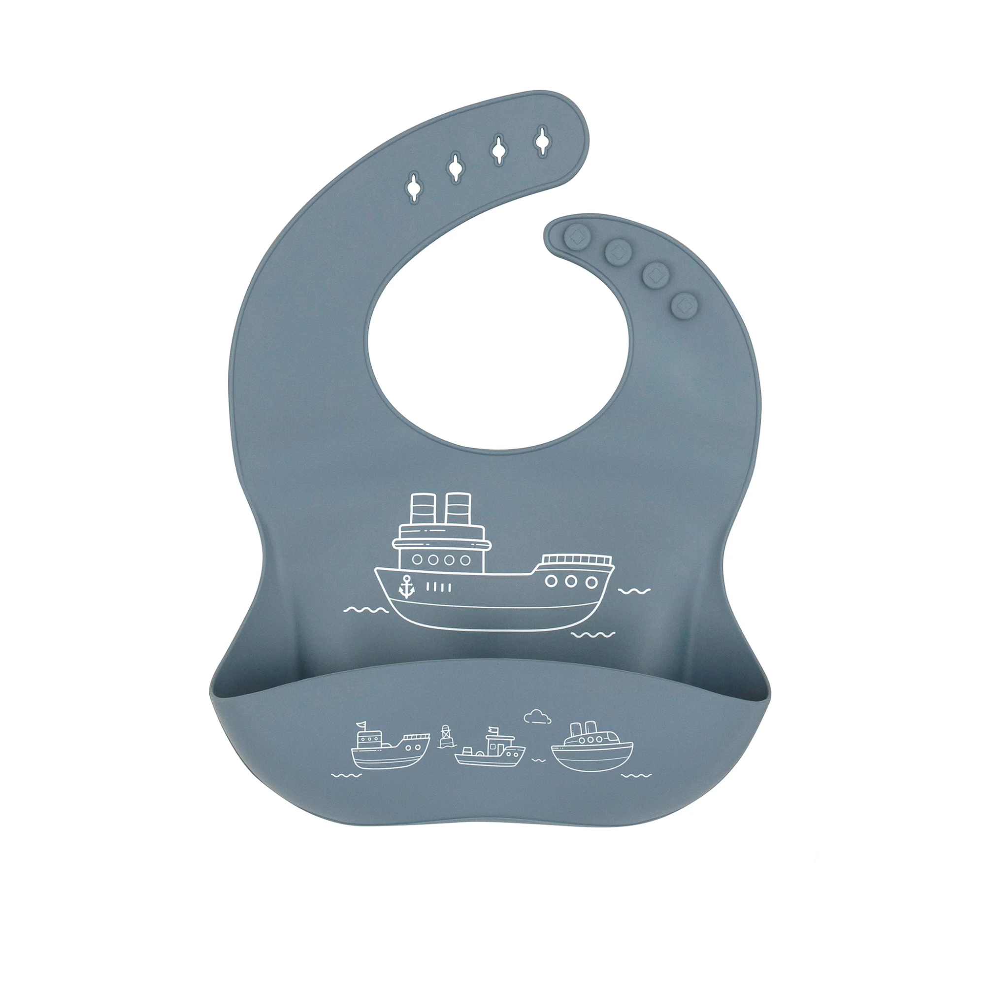 All 4 Ella Silicone Catch Bib - Boat Slate