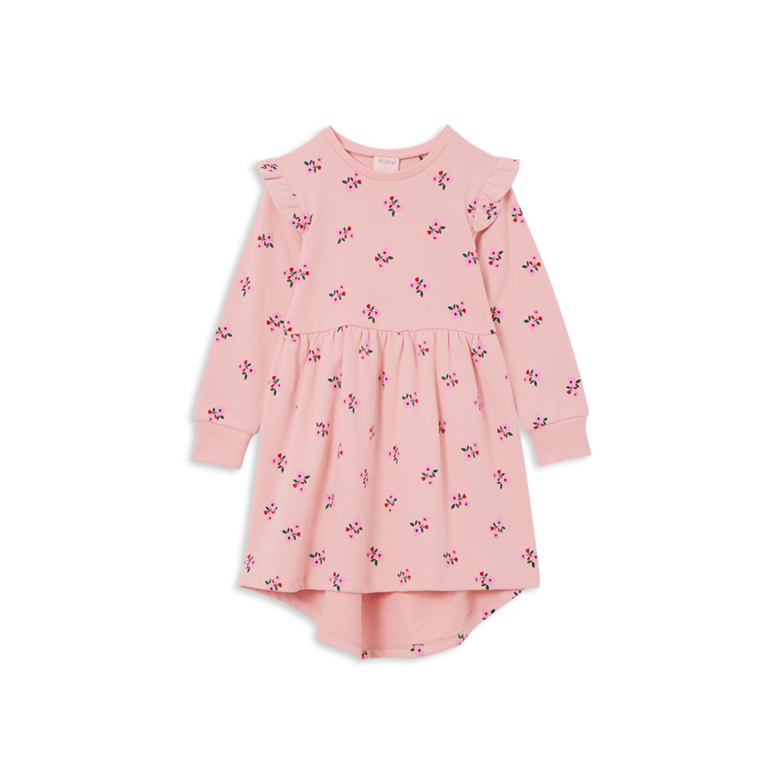 Milky Blossom Fleece Hi Lo Dress