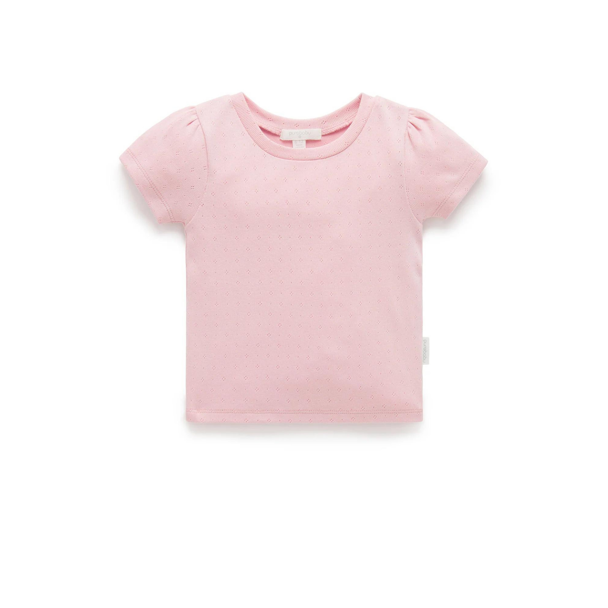 Purebaby Pointelle Short Sleeve Tee - Popsicle