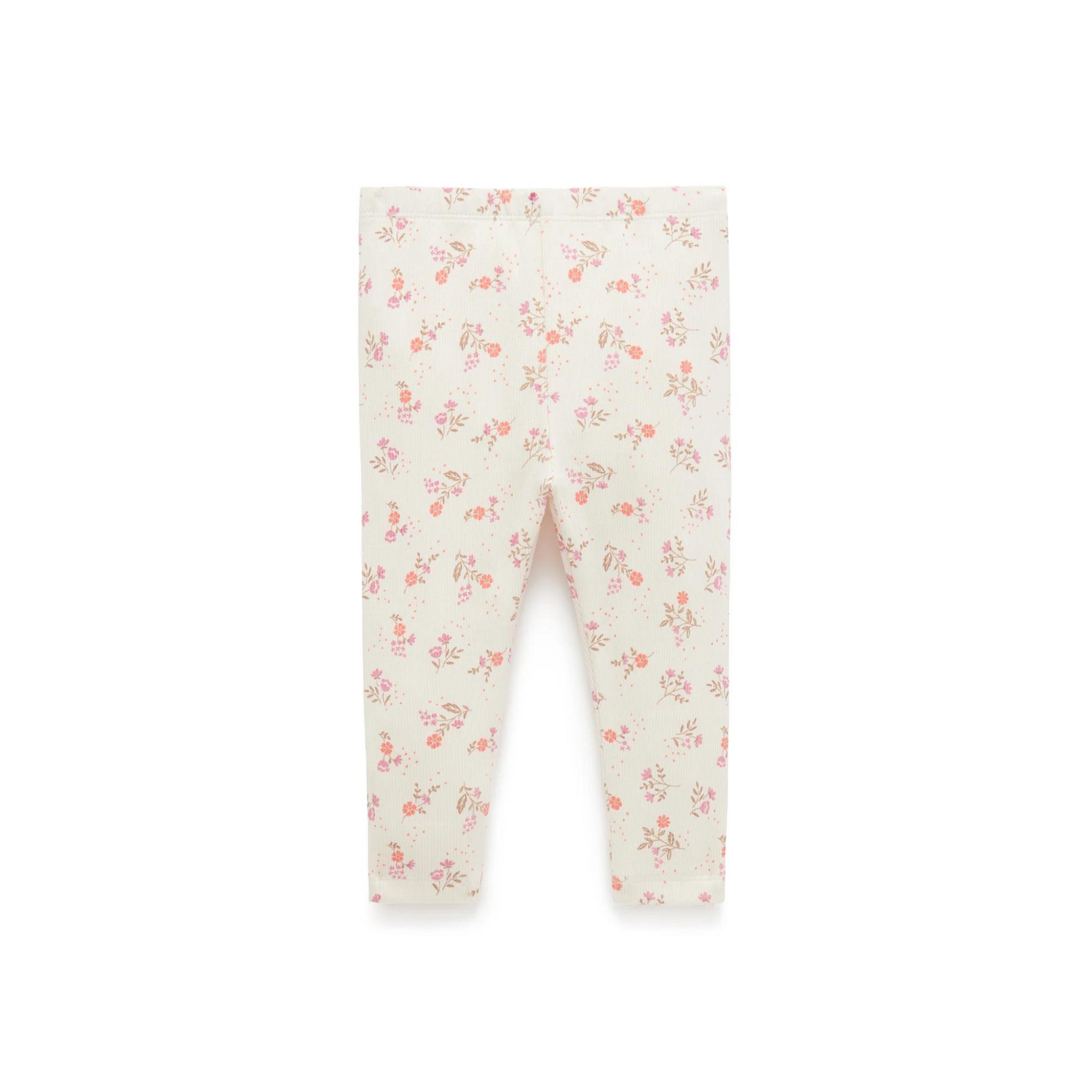 Purebaby Rib Leggings - Cloud Daisy