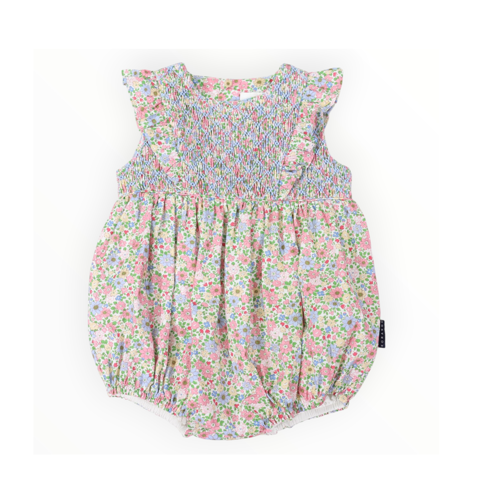 Smocked Floral Sunsuit - Beige