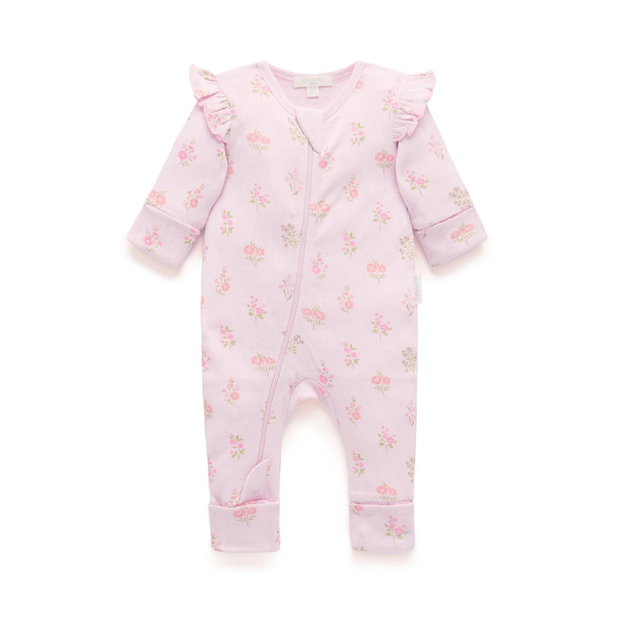 Purebaby Aster Print - Printed Zip Growsuit