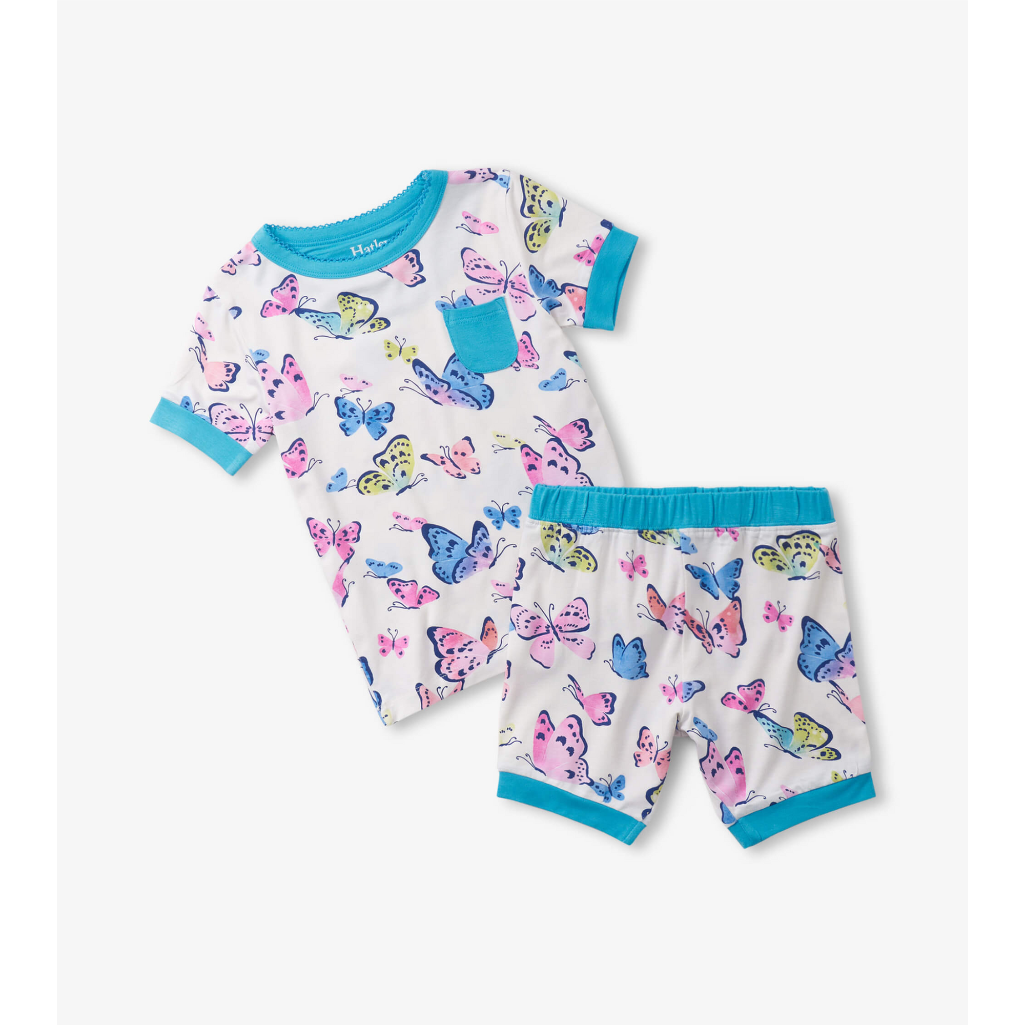 Hatley Big Butterflies Bamboo Short Pajama Set - White