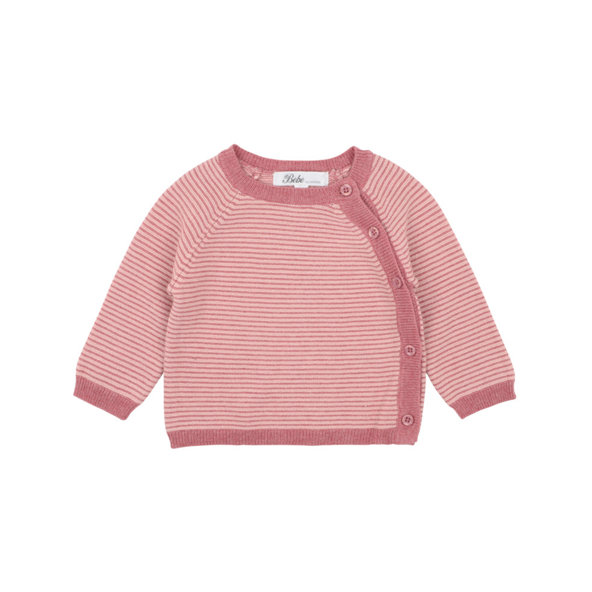 Bebe Aubrey Stripe Knitted Wrap Jumper - Rose Pink Stripe