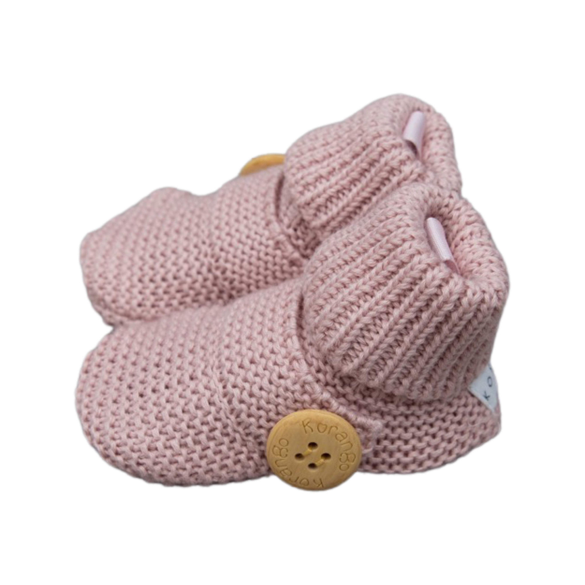 Korango Cotton Knit Button Bootie with Gift  Box - Dusty Pink