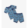 Hatley Broken Dino Stamp Bamboo Short Pajama Set - Blue Heaven