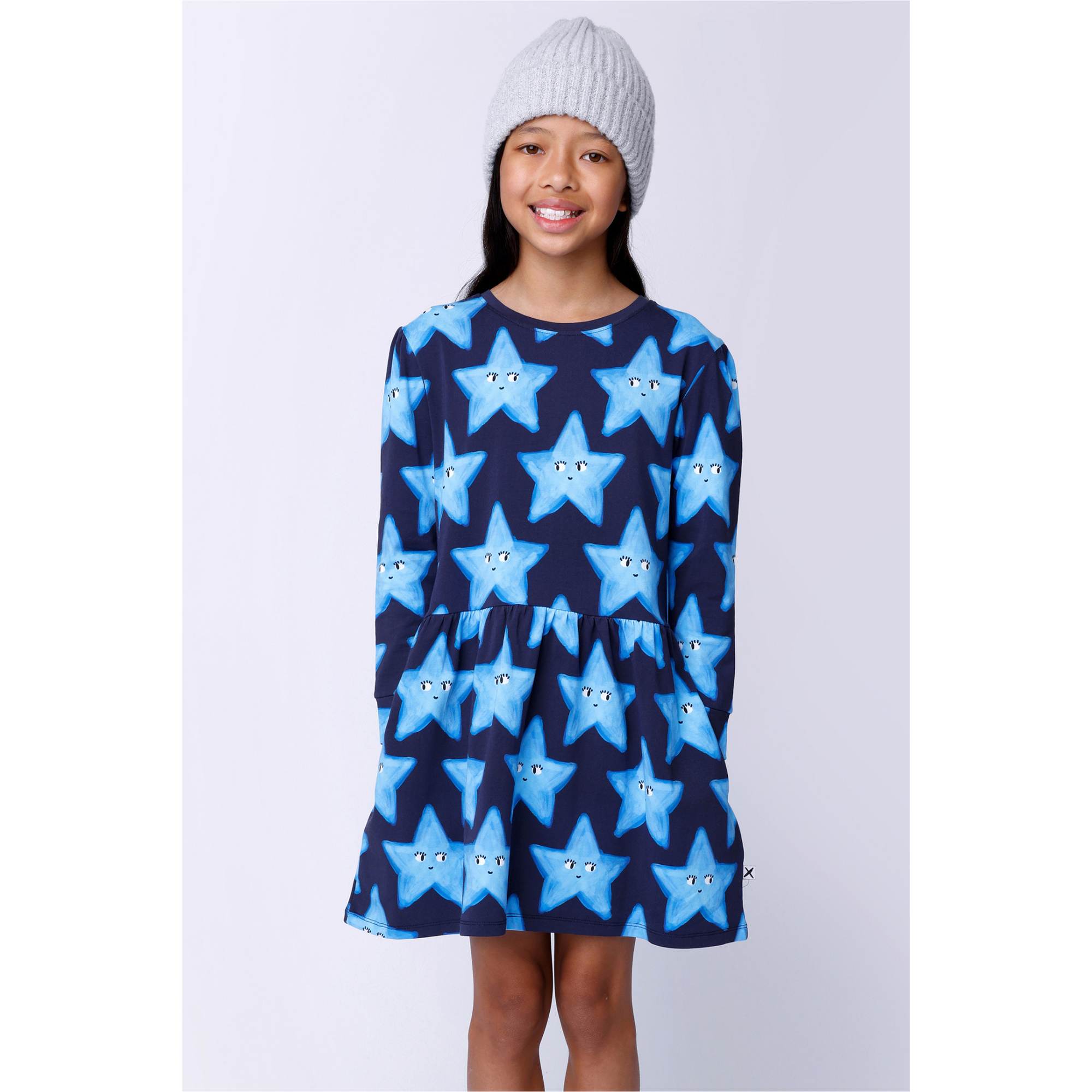 Minti Painted Star Dress - Dark Blue