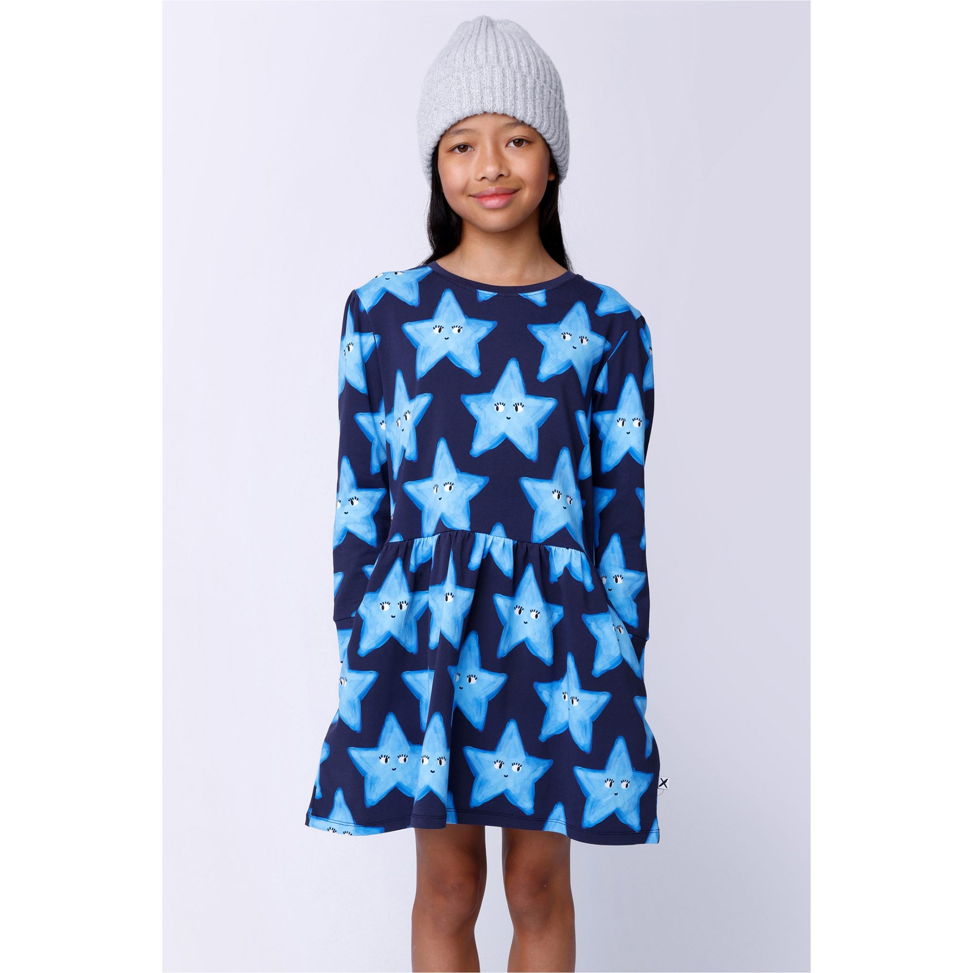 Minti Painted Star Dress - Dark Blue
