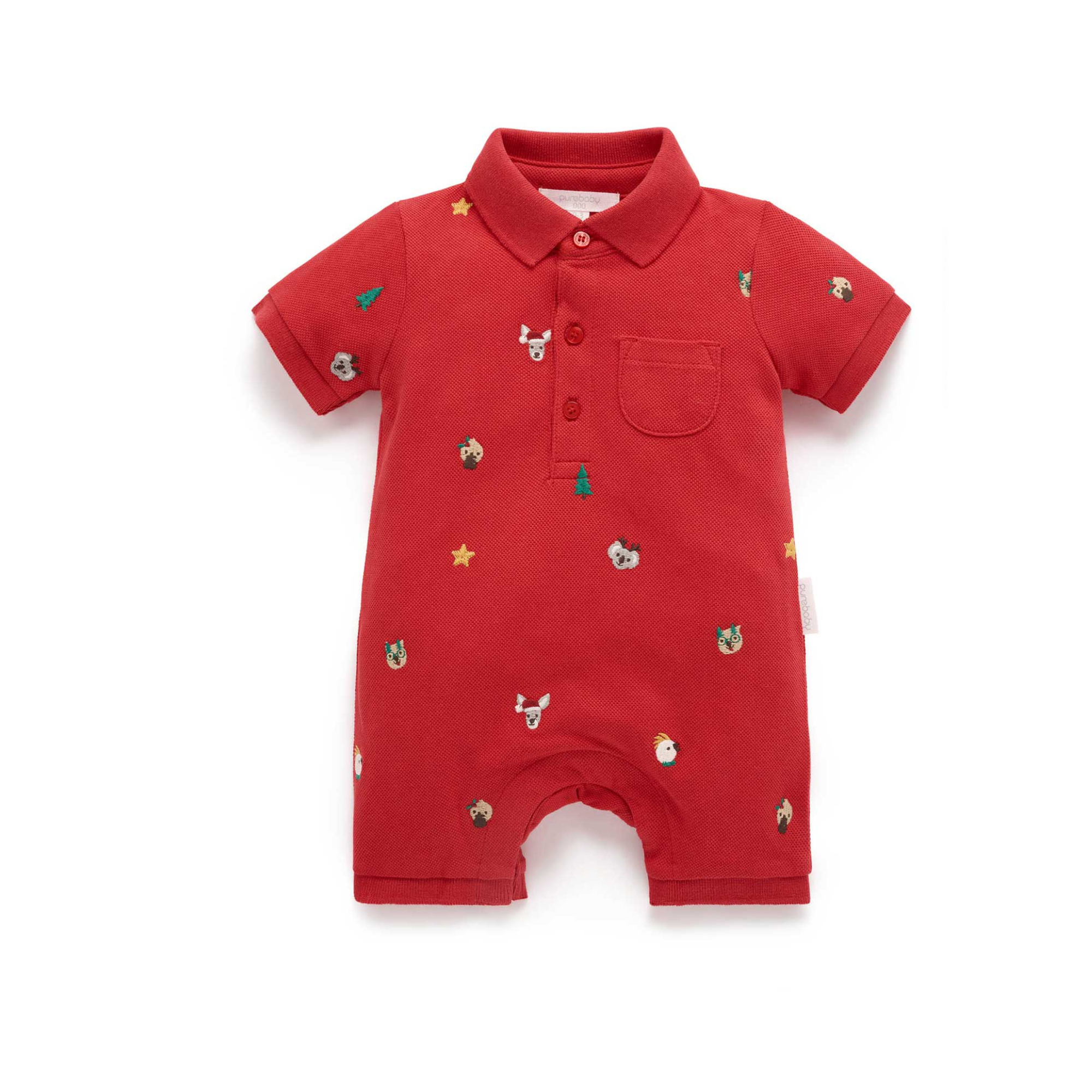 Christmas Broderie Polo Growsuit