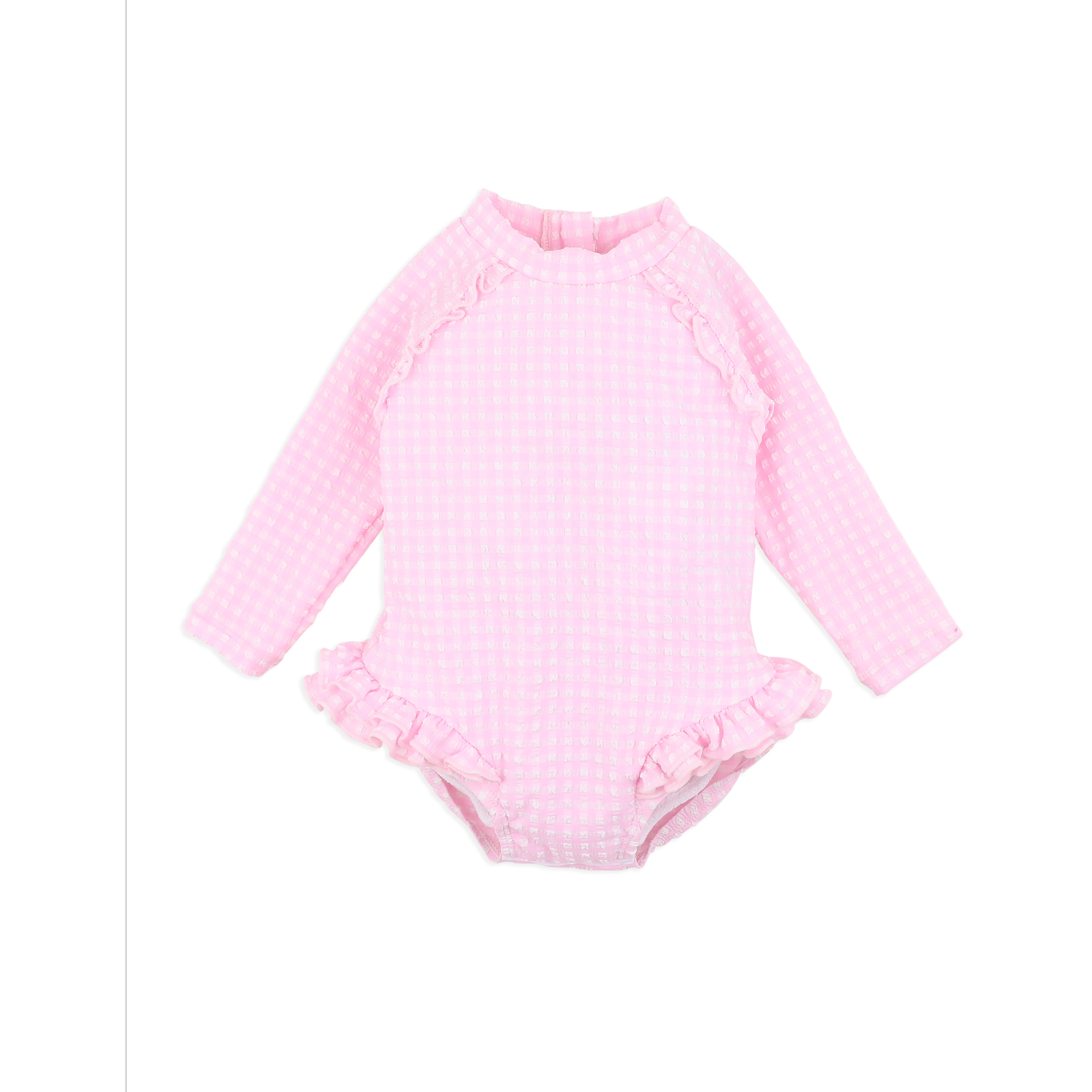 Pink Gingham Ls Sunsuit