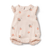 Wilson &amp; Frenchy - Organic Pointelle Ruffle Growsuit Peaches