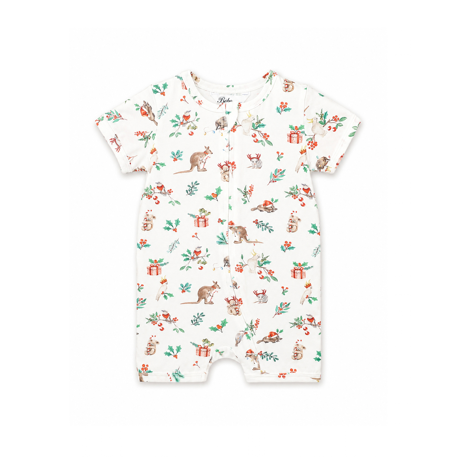 Festive Print Ss Zip Romper