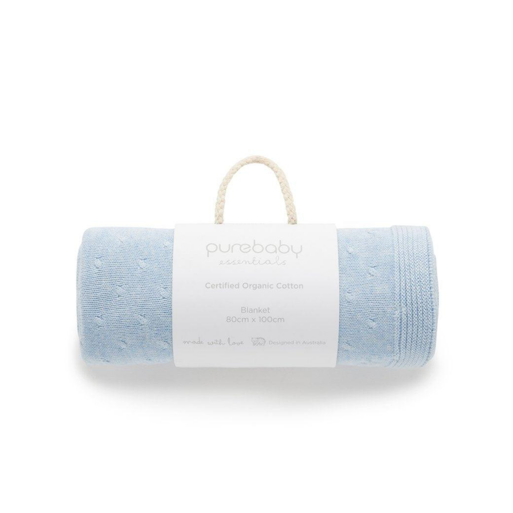Purebaby Essentials Blanket - Pale Blue Melange