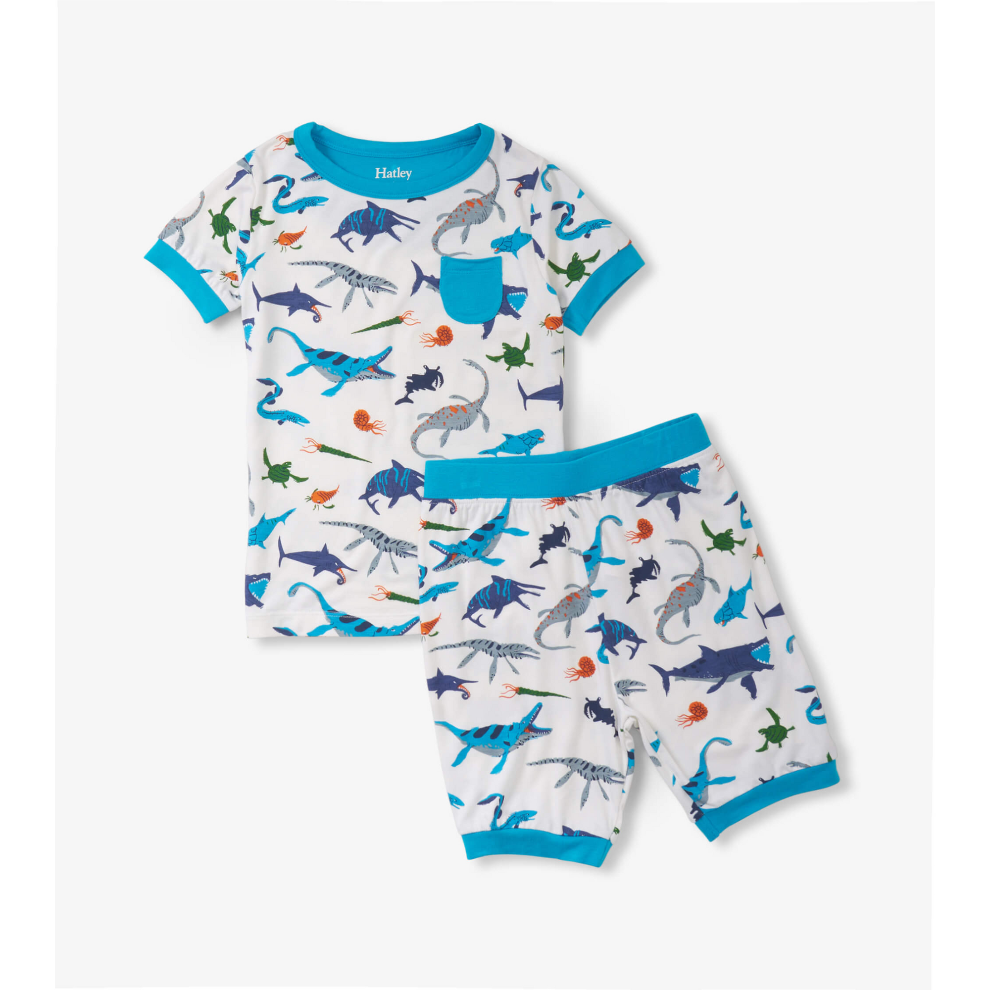 Hatley Prehistoric Marine Bamboo Short Pajama Set - White