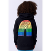 Minti Stripey Rainbow Furry Zip Up - Black