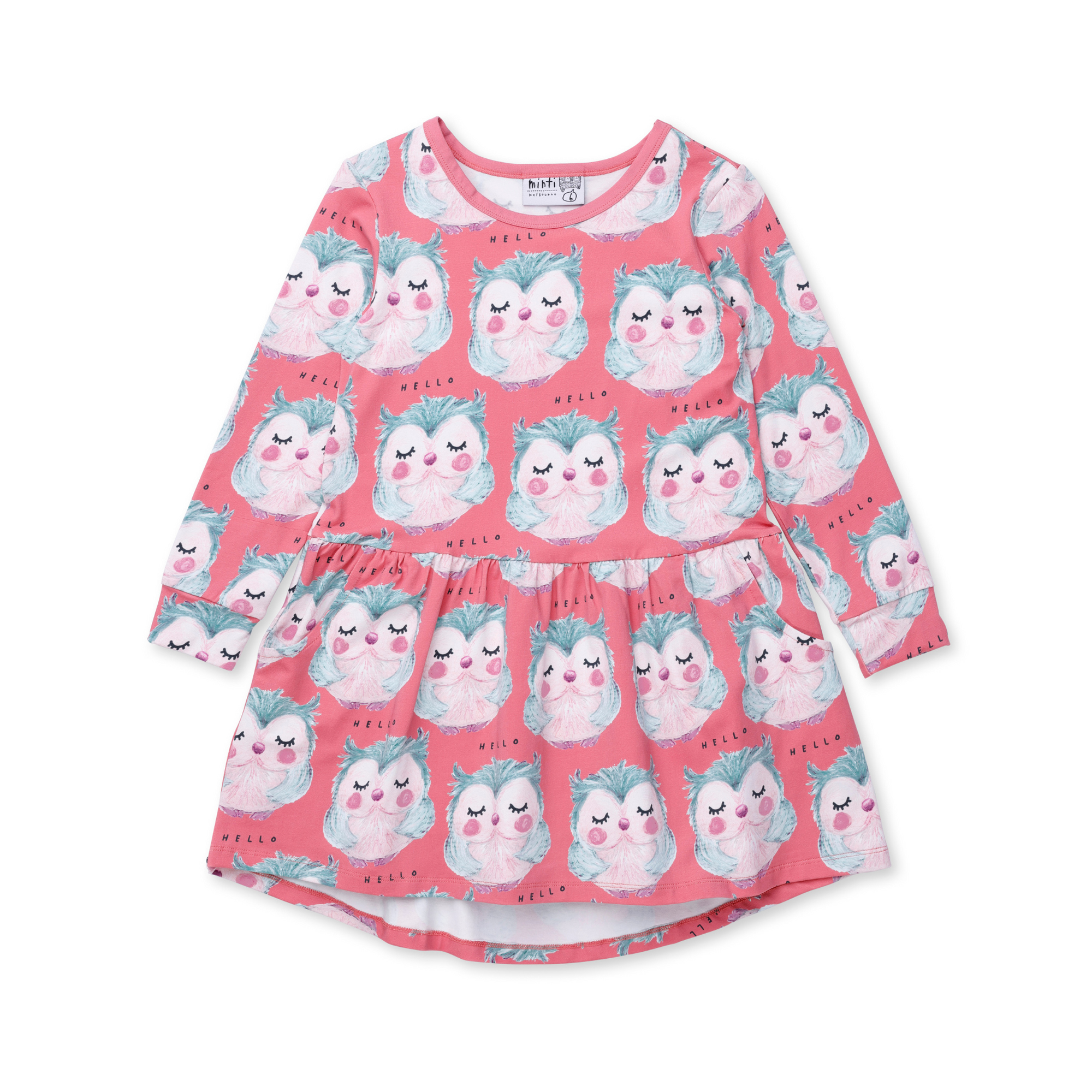 Minti Painted Owls Dress - Pink