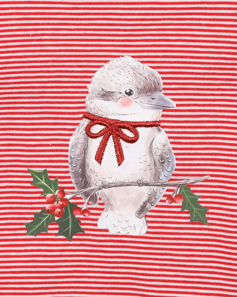 Bebe Christmas Kookaburra Bodysuit - Red Stripe