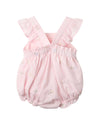 Bebe Florence Embroidered Frill Romper - Mid Pink