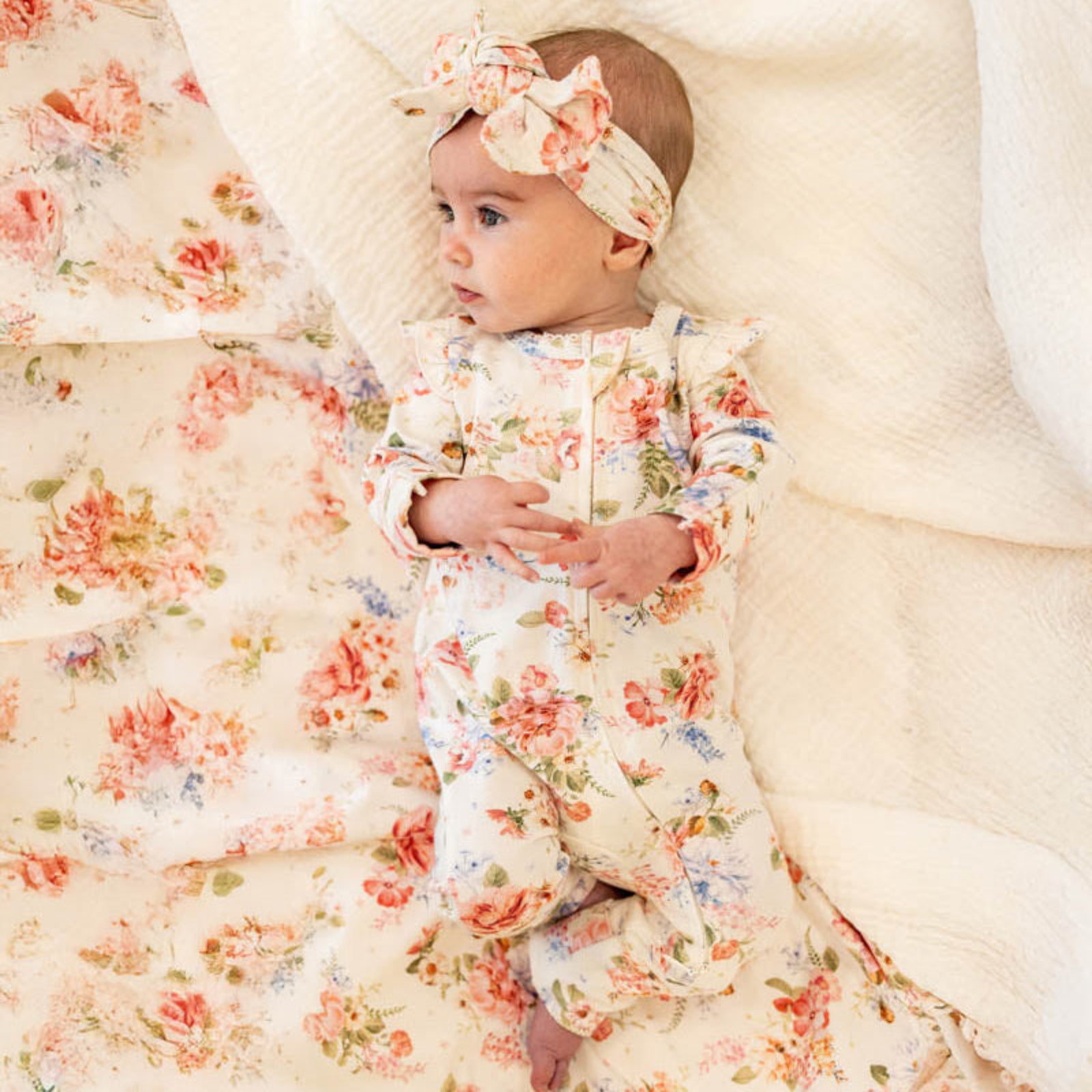 Bebe Anya Bloom Organic Print LS Zipsuit